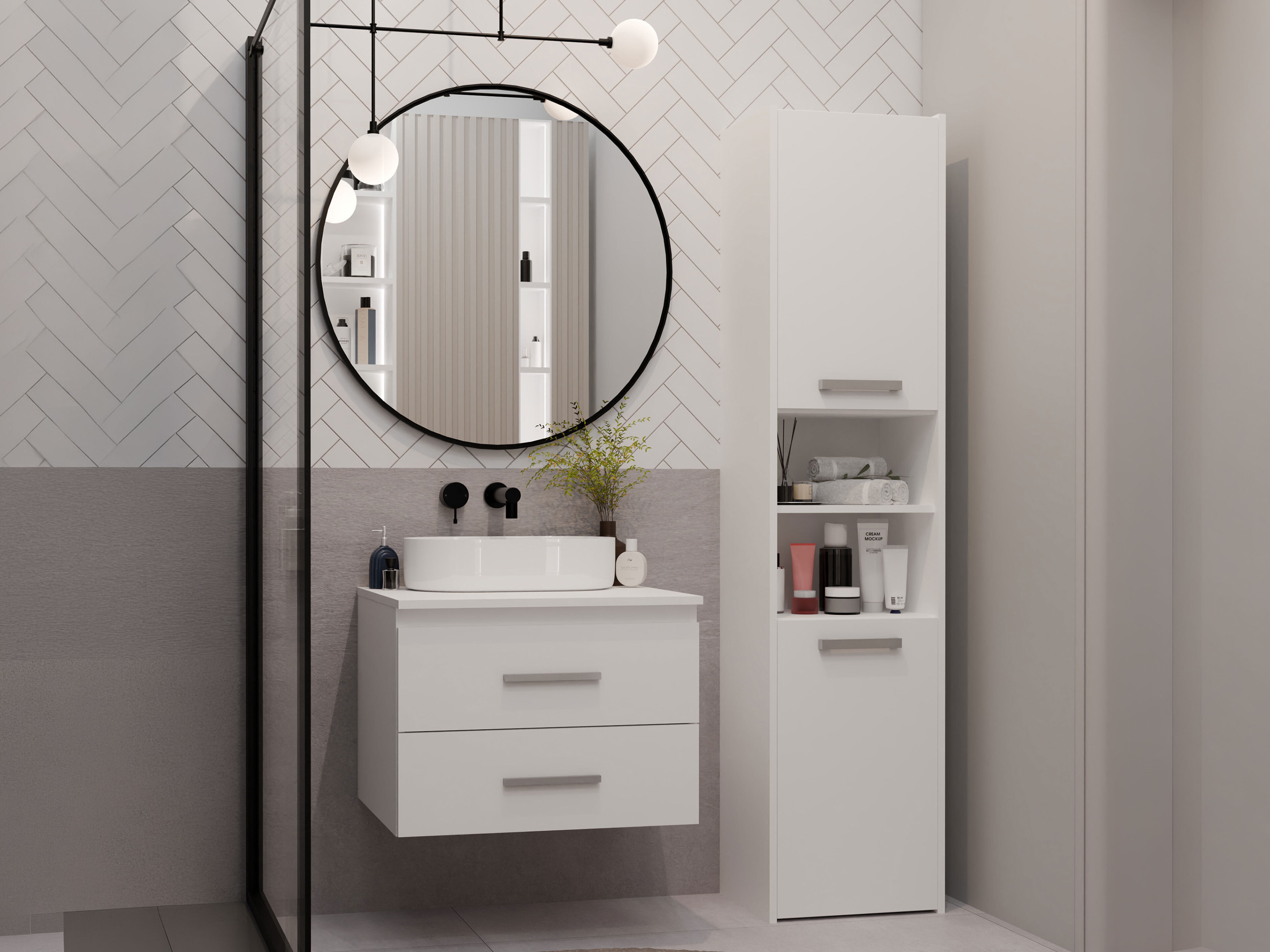 Cabinet atârnat pentru baie Nolmaru 112 (Alb)
