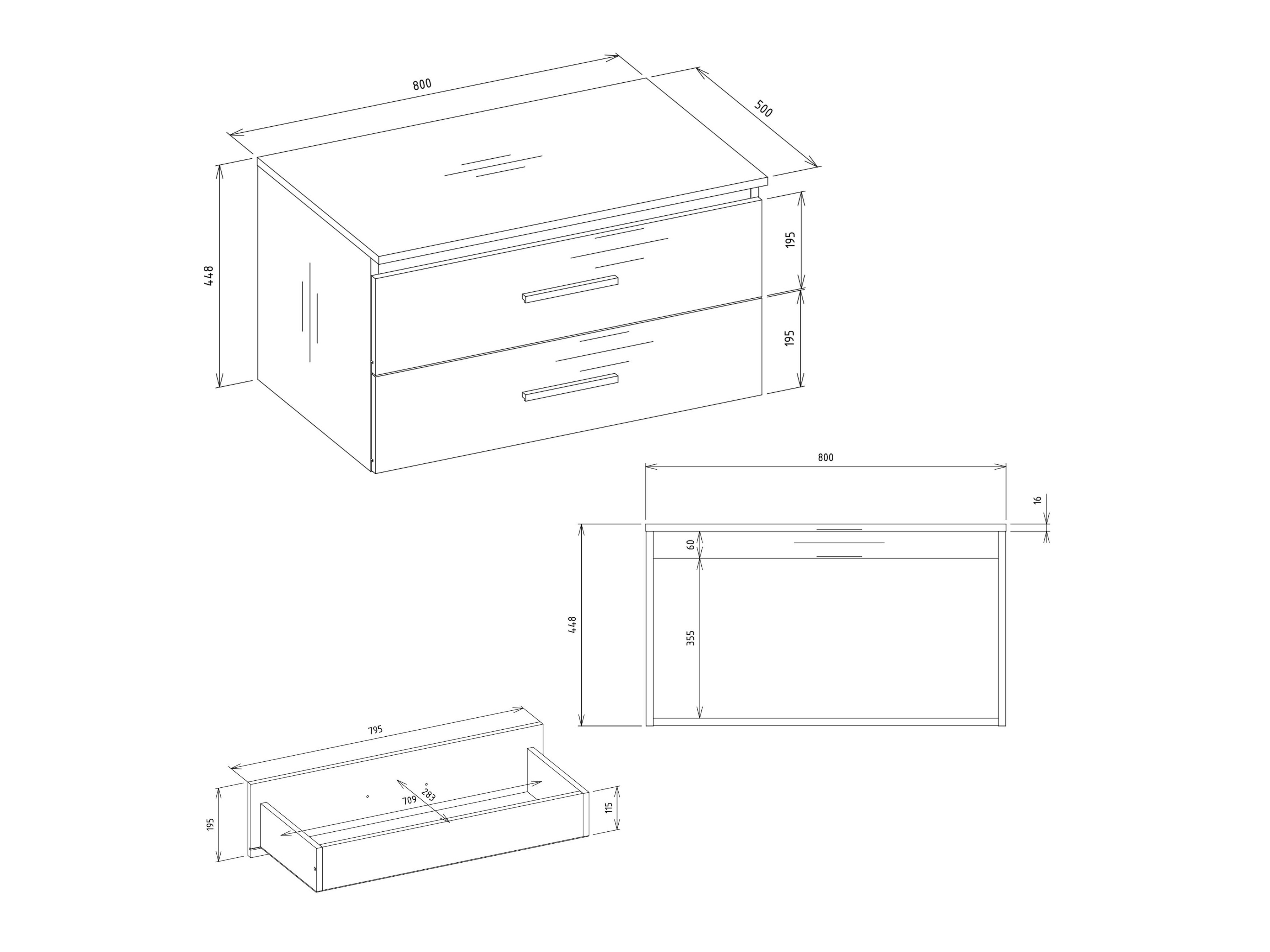 Cabinet atârnat pentru baie Nolmaru 113 (Alb)