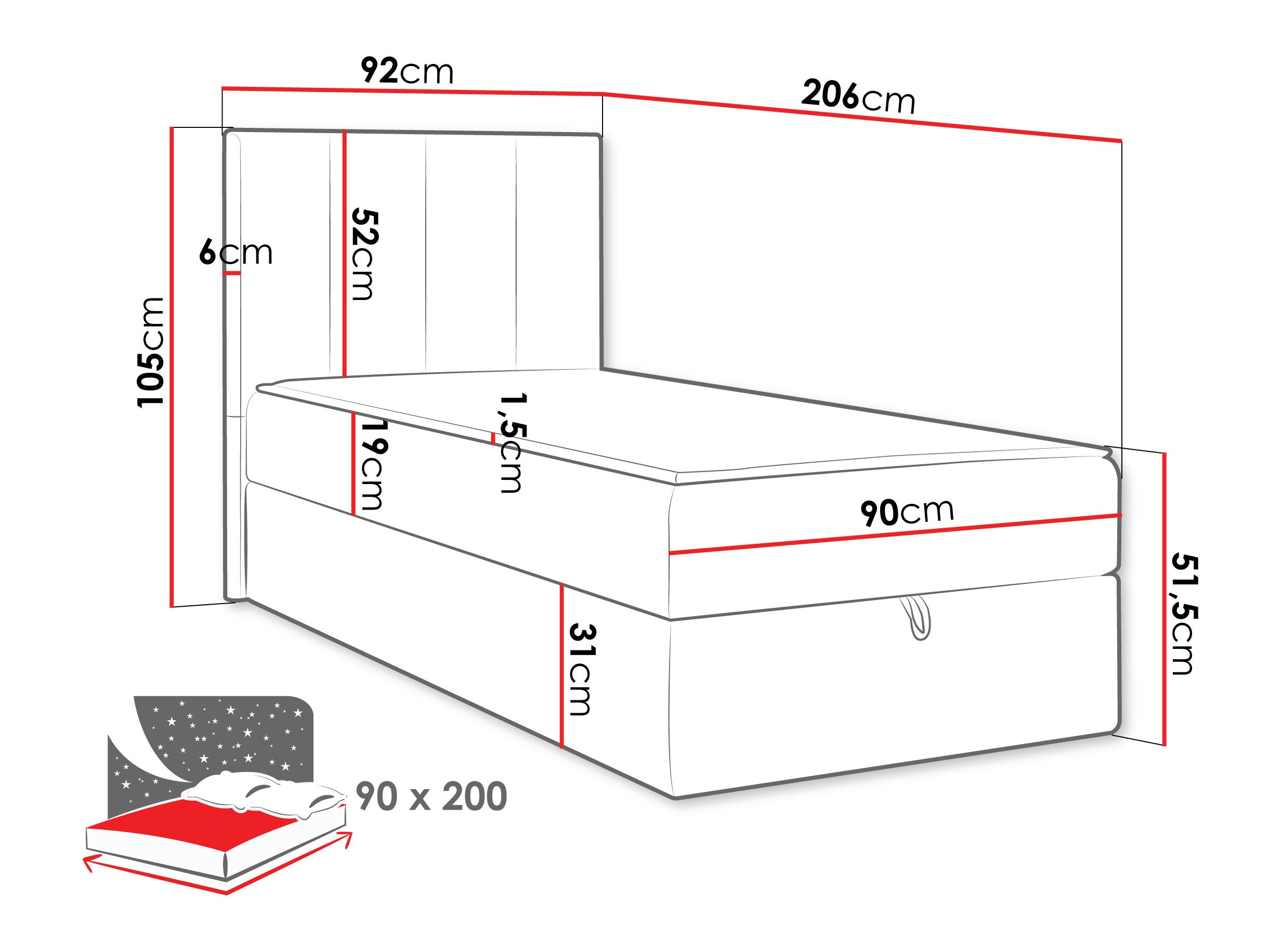 Pat boxspring Oppidum I (Polo 894)