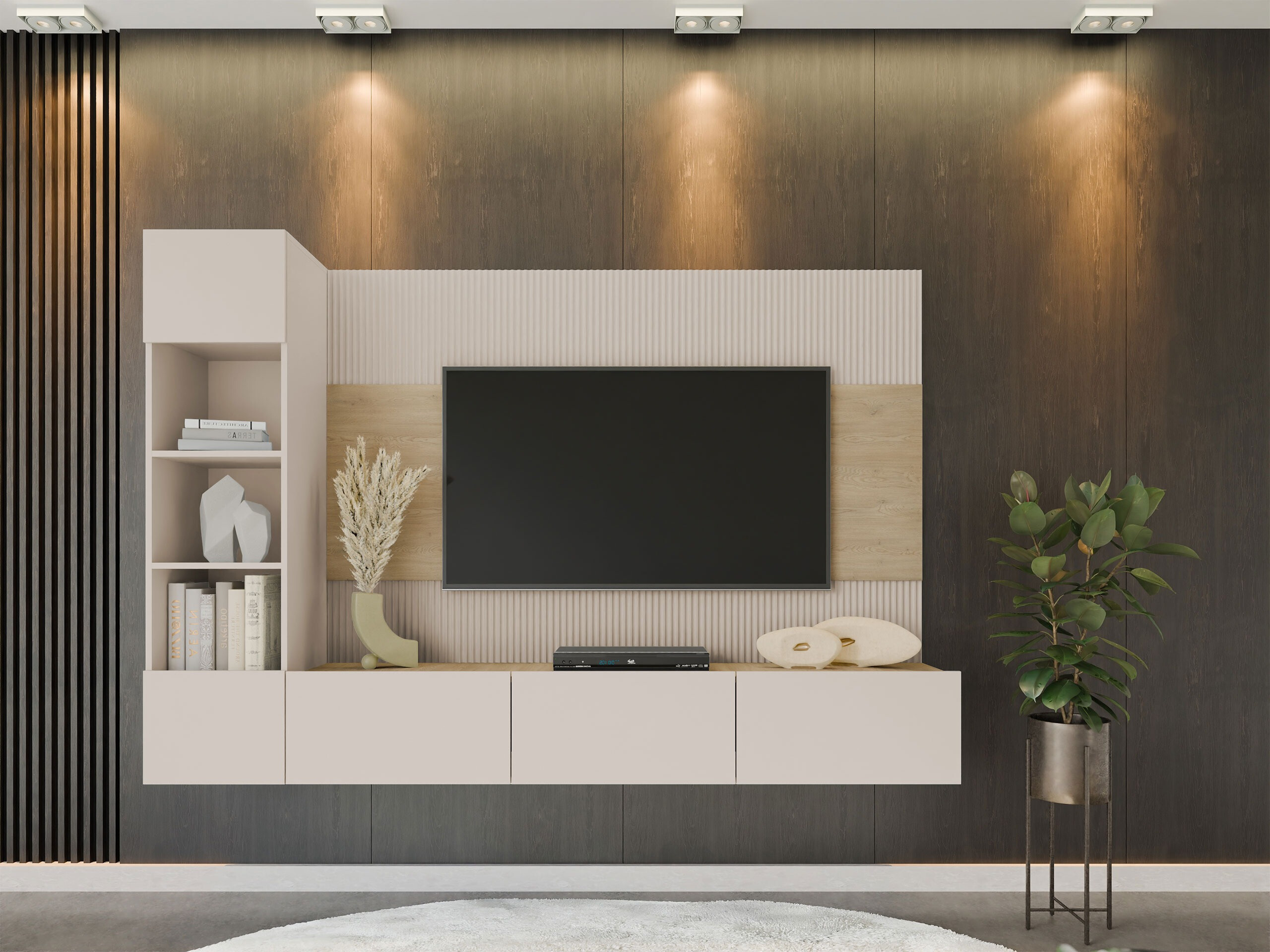 Set de living Comfivo Salix II (Bej + Stejar Cremona)