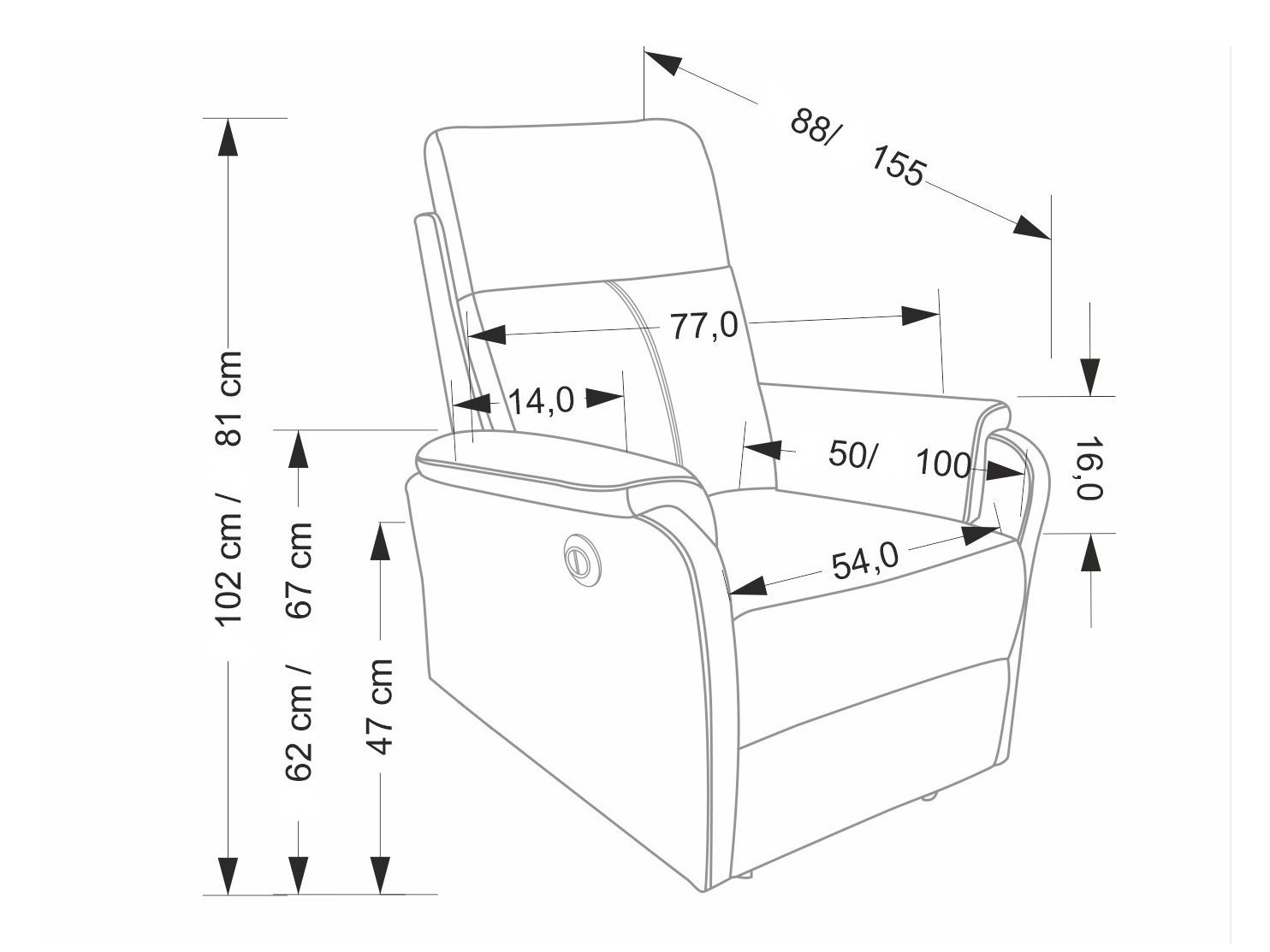 Fotoliu recliner Houston 2081 (Bluvel 19)