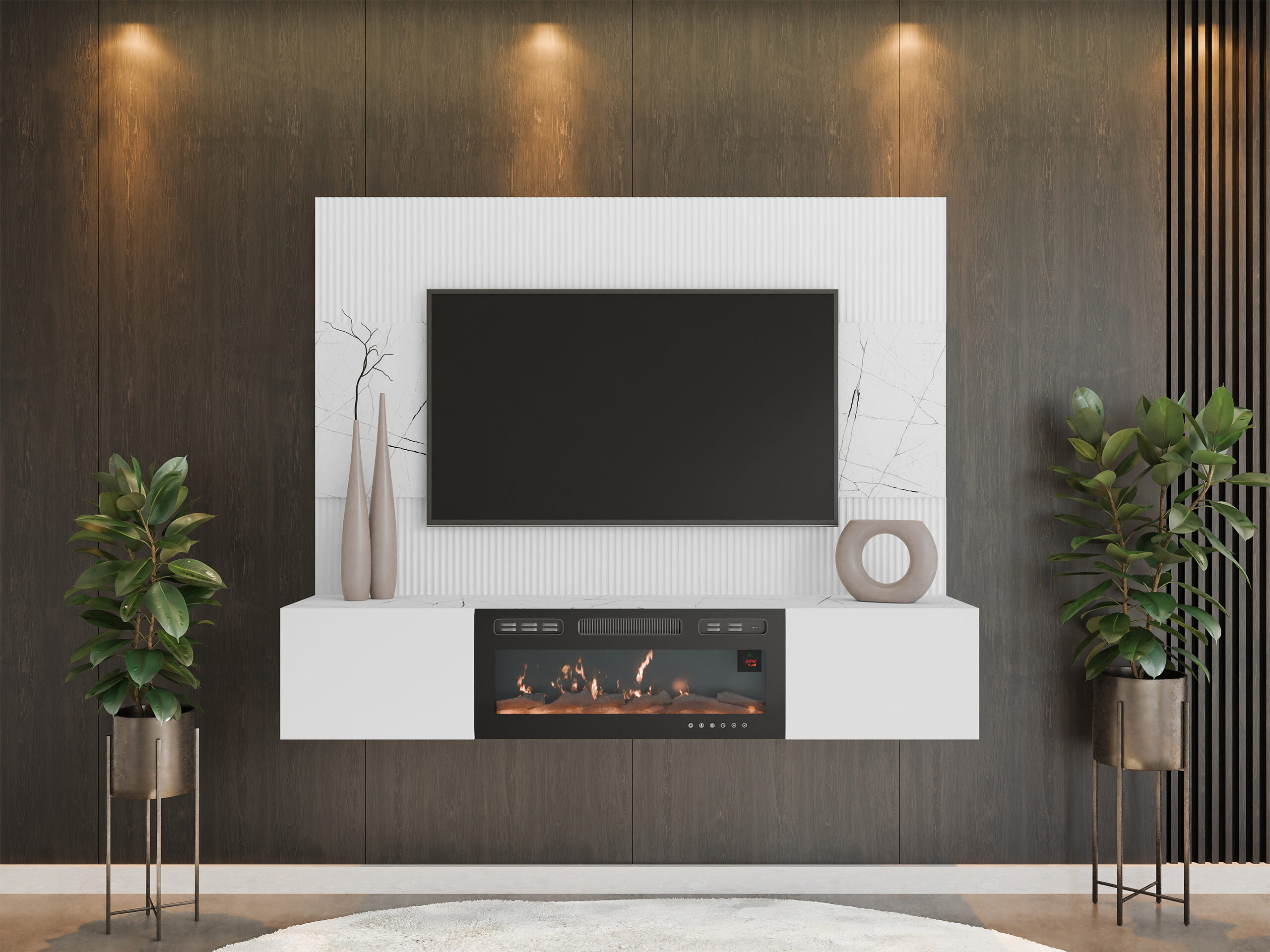 Set de living Comfivo Salix VII (Alb + Marmură albă)