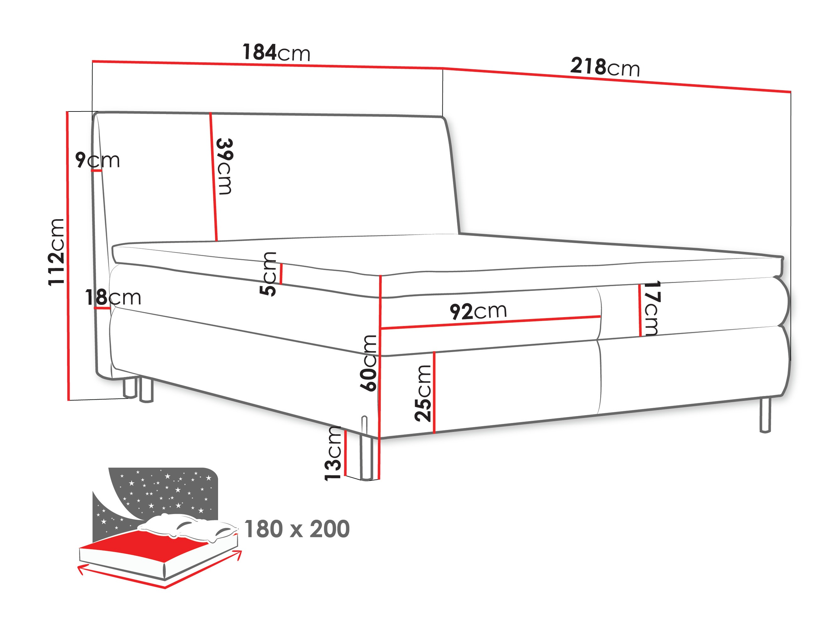 Pat boxspring Portage 113 (Adventure 90)