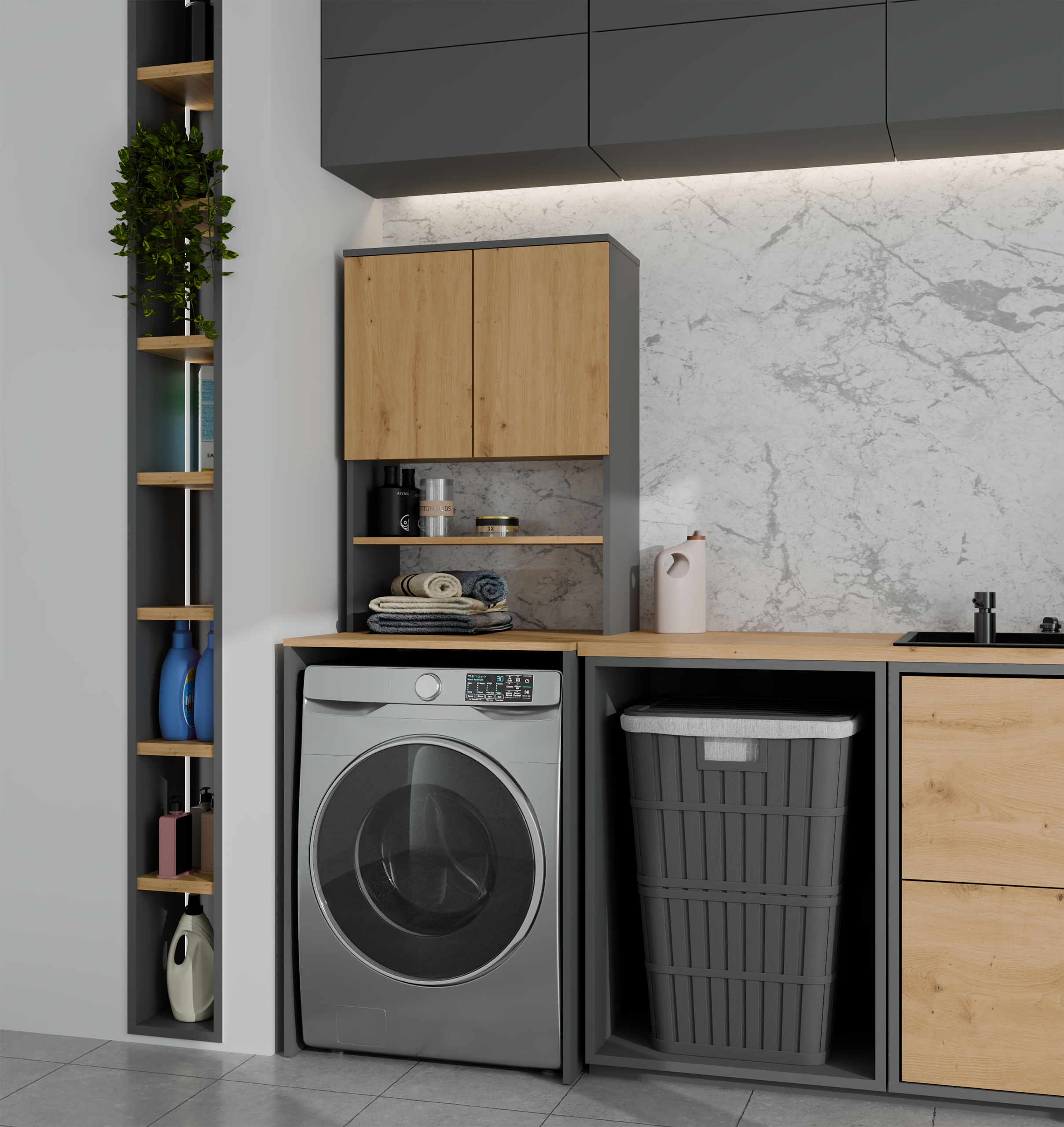 Baie raft Balelbo 112 (Antracit + Stejar artizan)