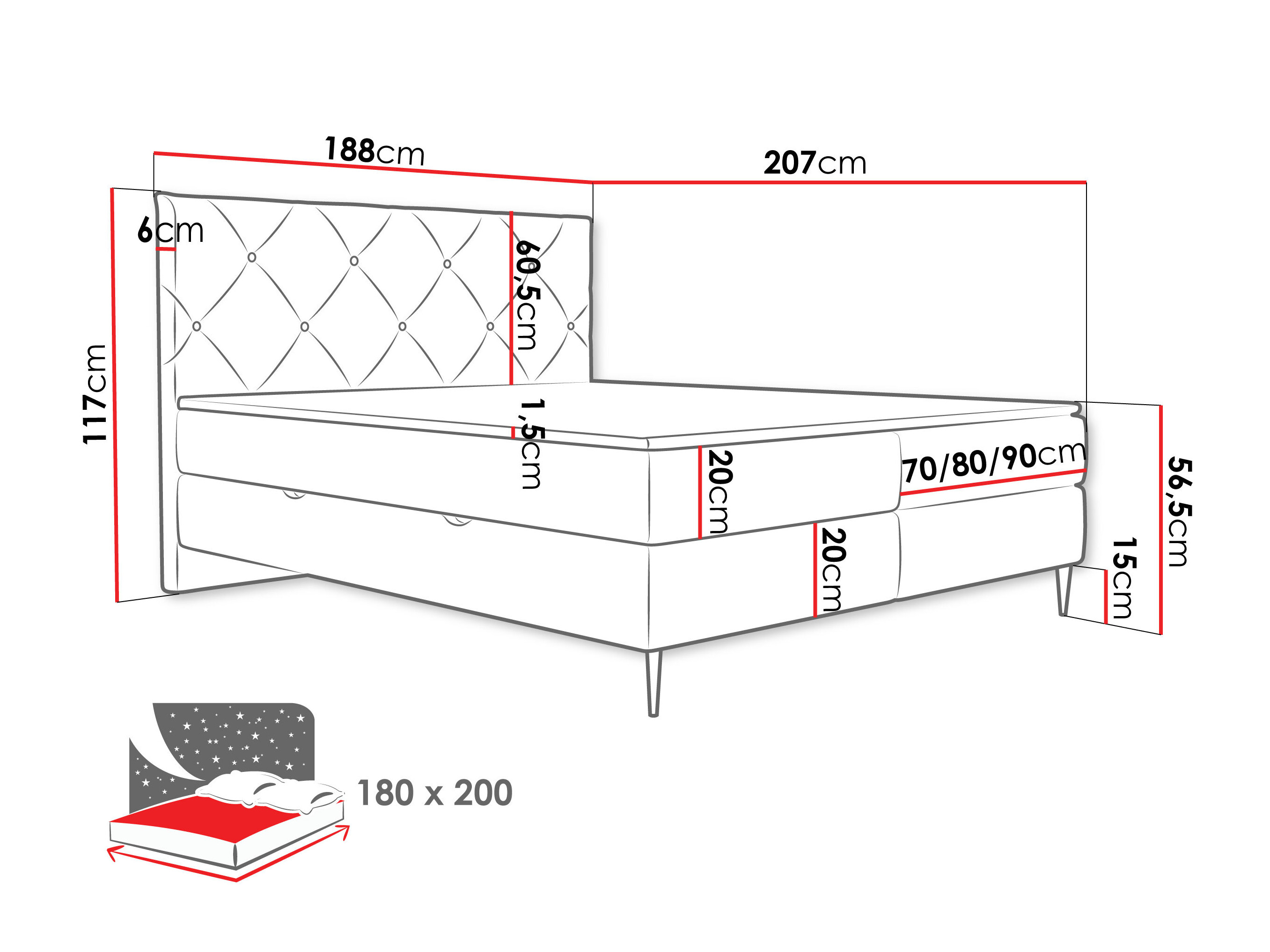 Pat boxspring ComfiDream Myrel (Verita 16)
