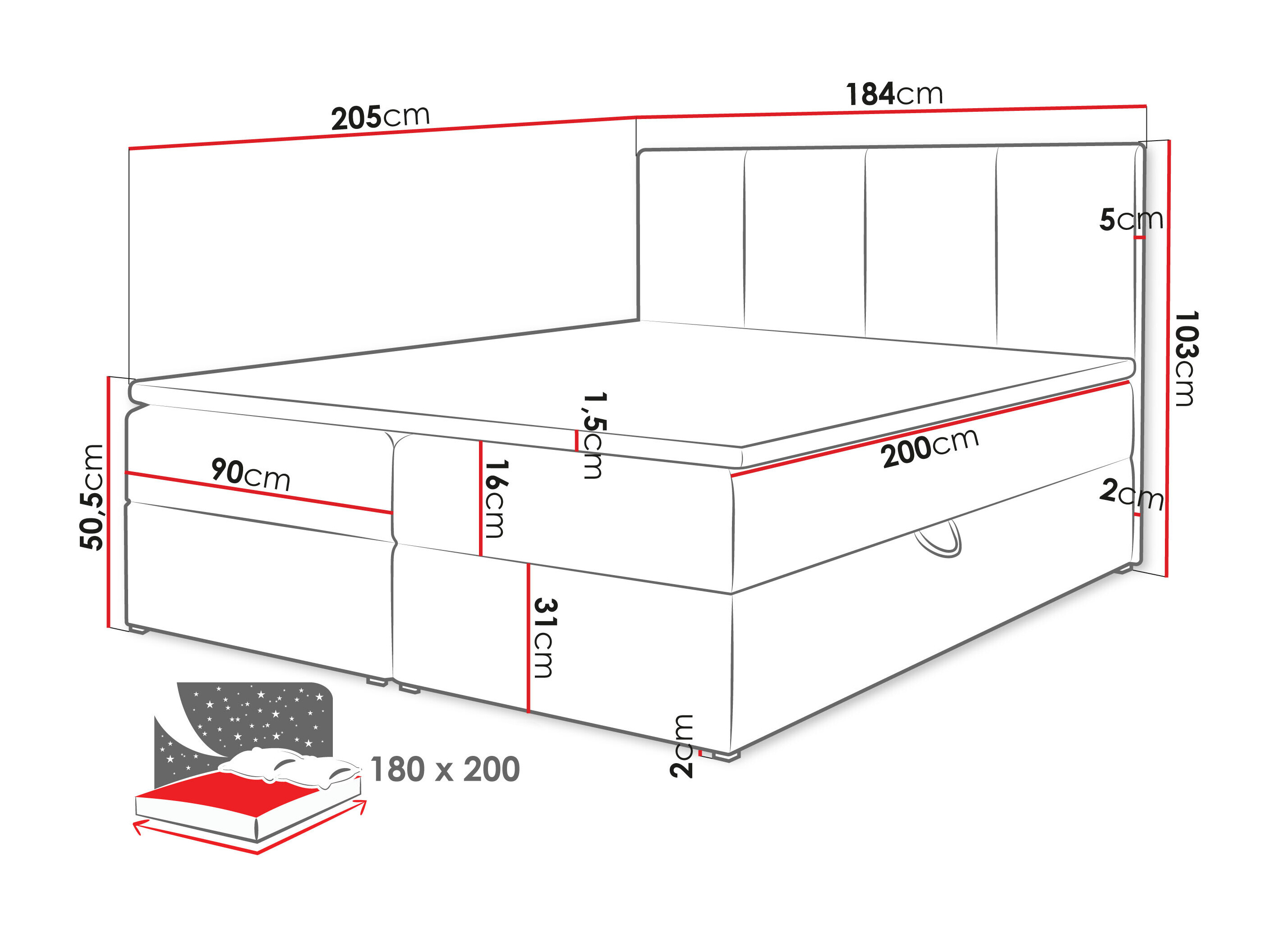 Pat boxspring Oppidum (Lambi 11)