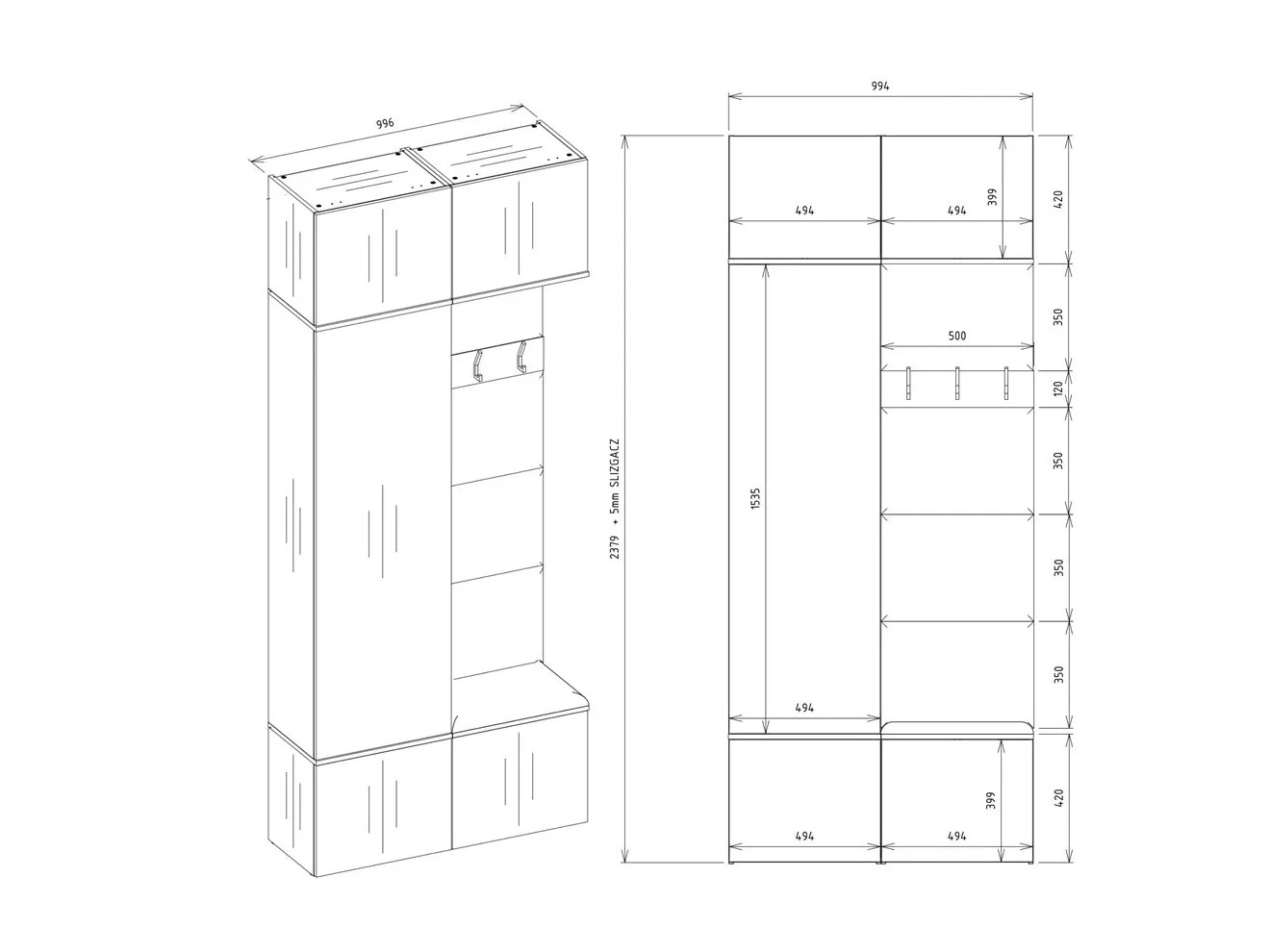 Set de hol Domtori 100 (Stejar Sonoma)