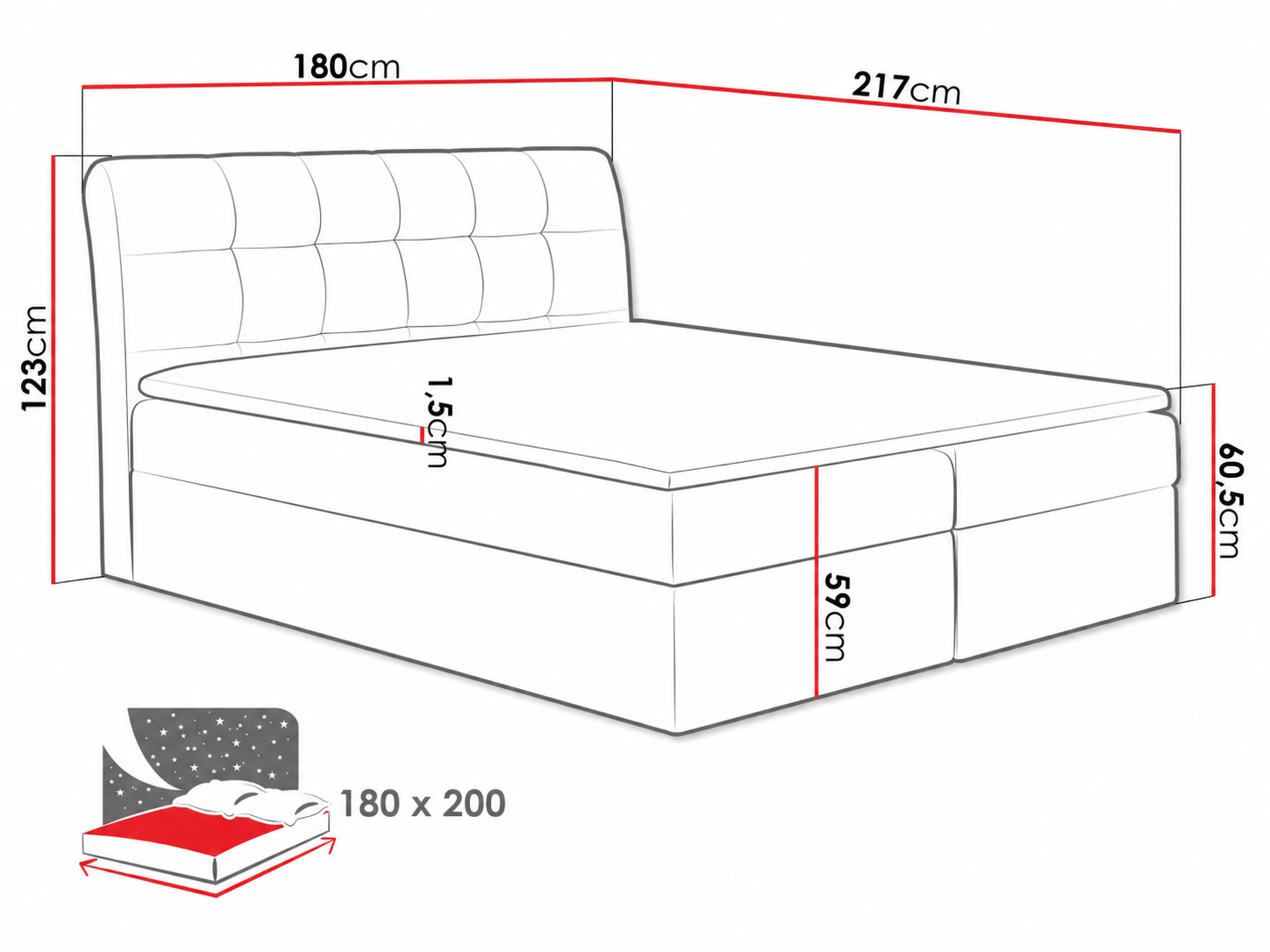 Pat boxspring Campania (Soft 017)