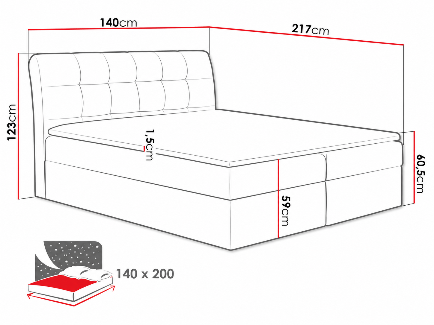 Pat boxspring Campania (Soft 033)