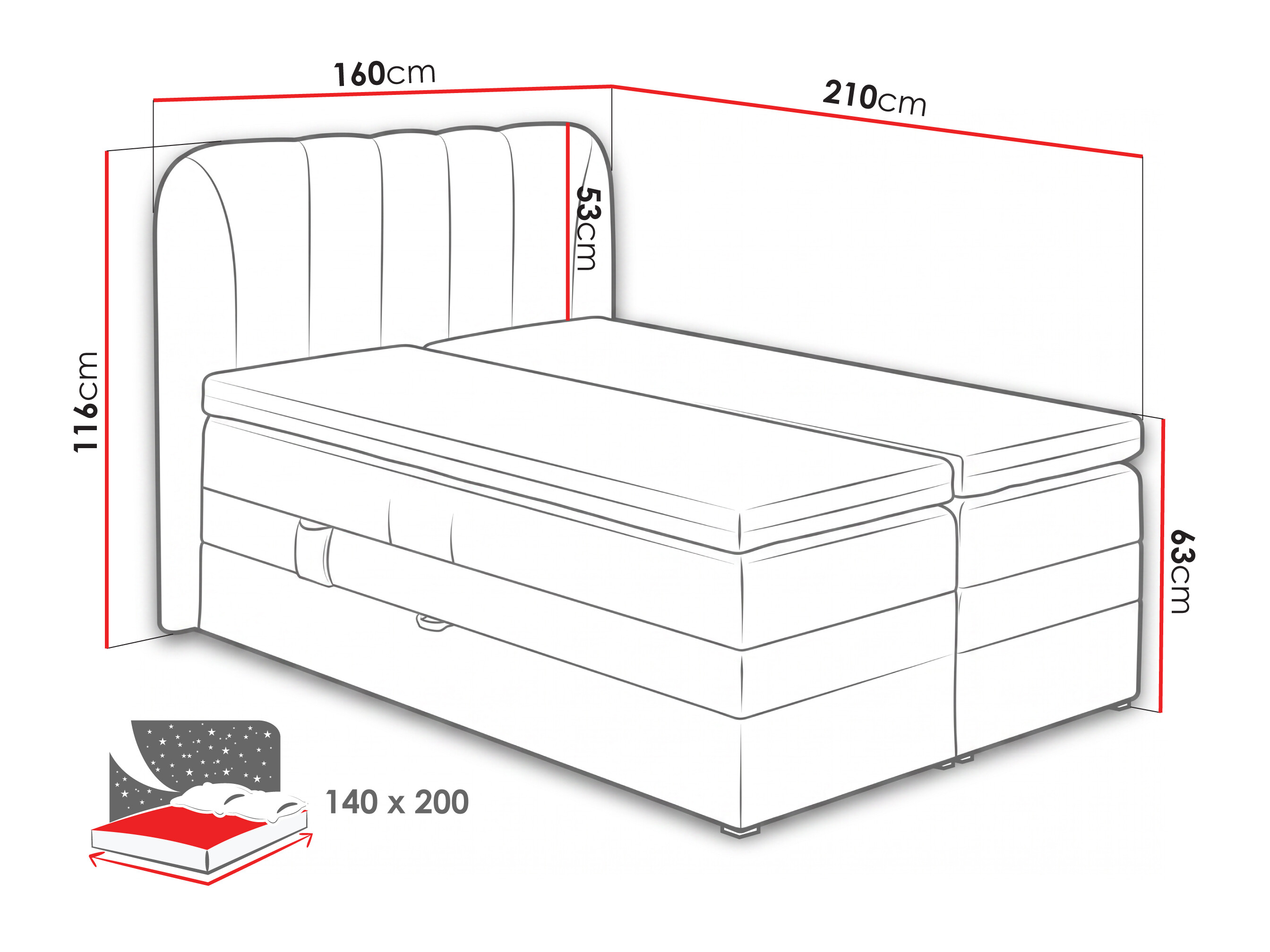 Pat boxspring Norman 127 (Allegro shark)