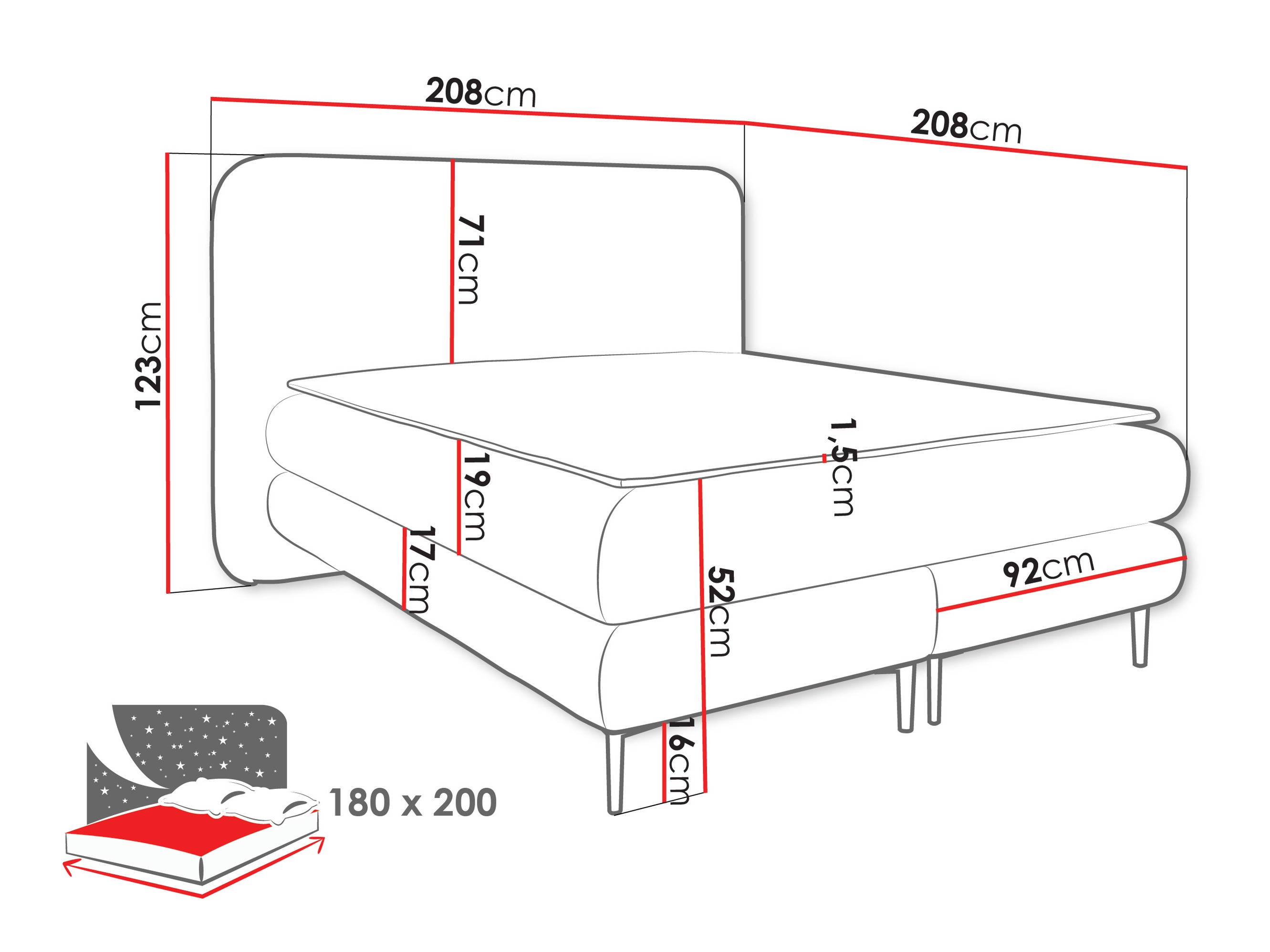 Pat boxspring Fructis (Nazar 225.02)