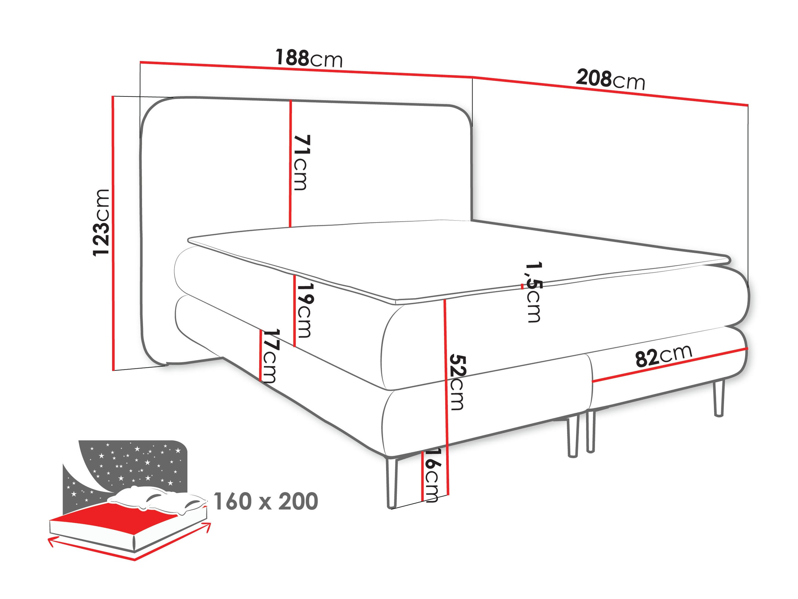 Pat boxspring Fructis (Nazar 225.03)