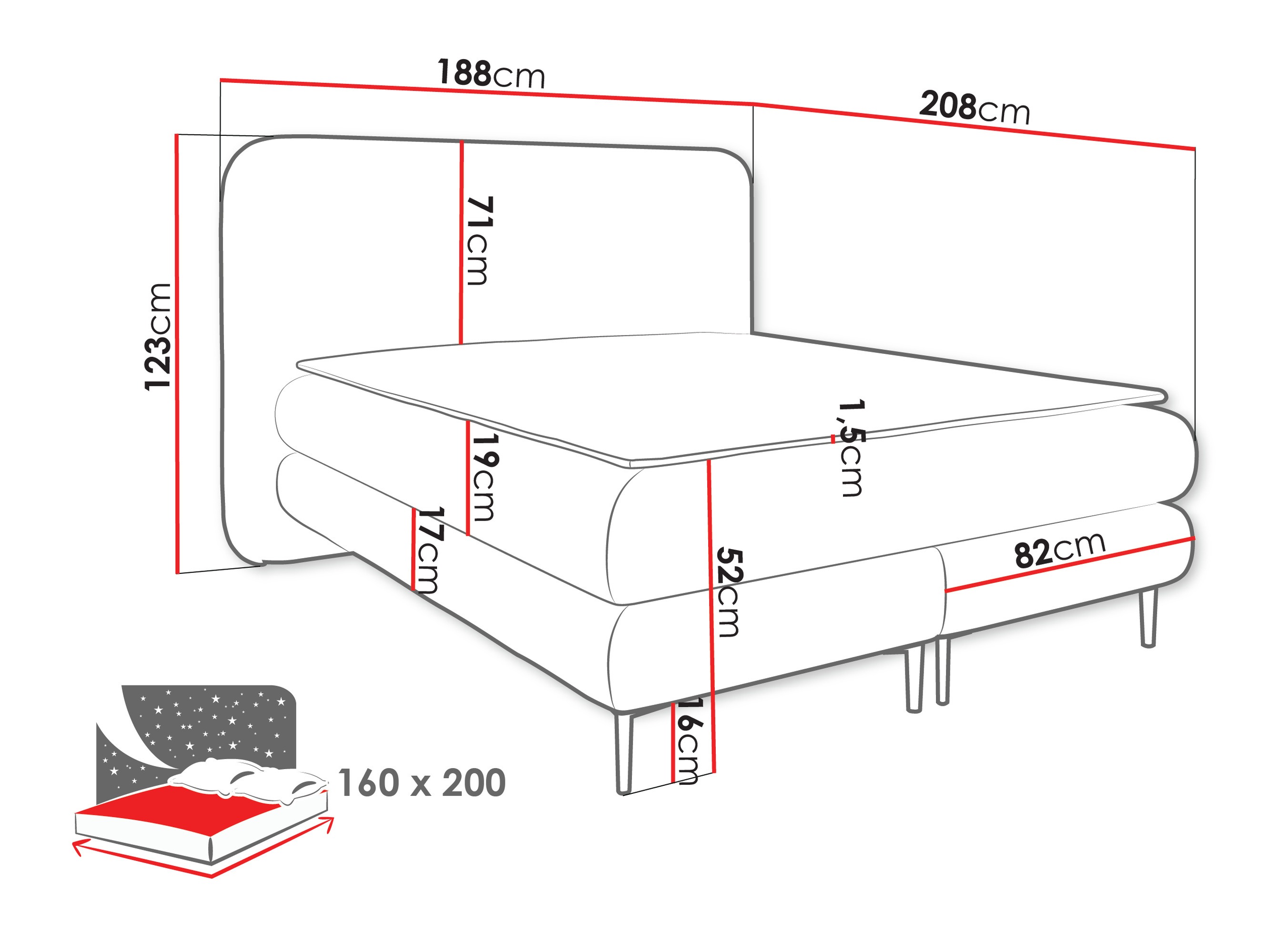 Pat boxspring Fructis (Nazar 225.05)