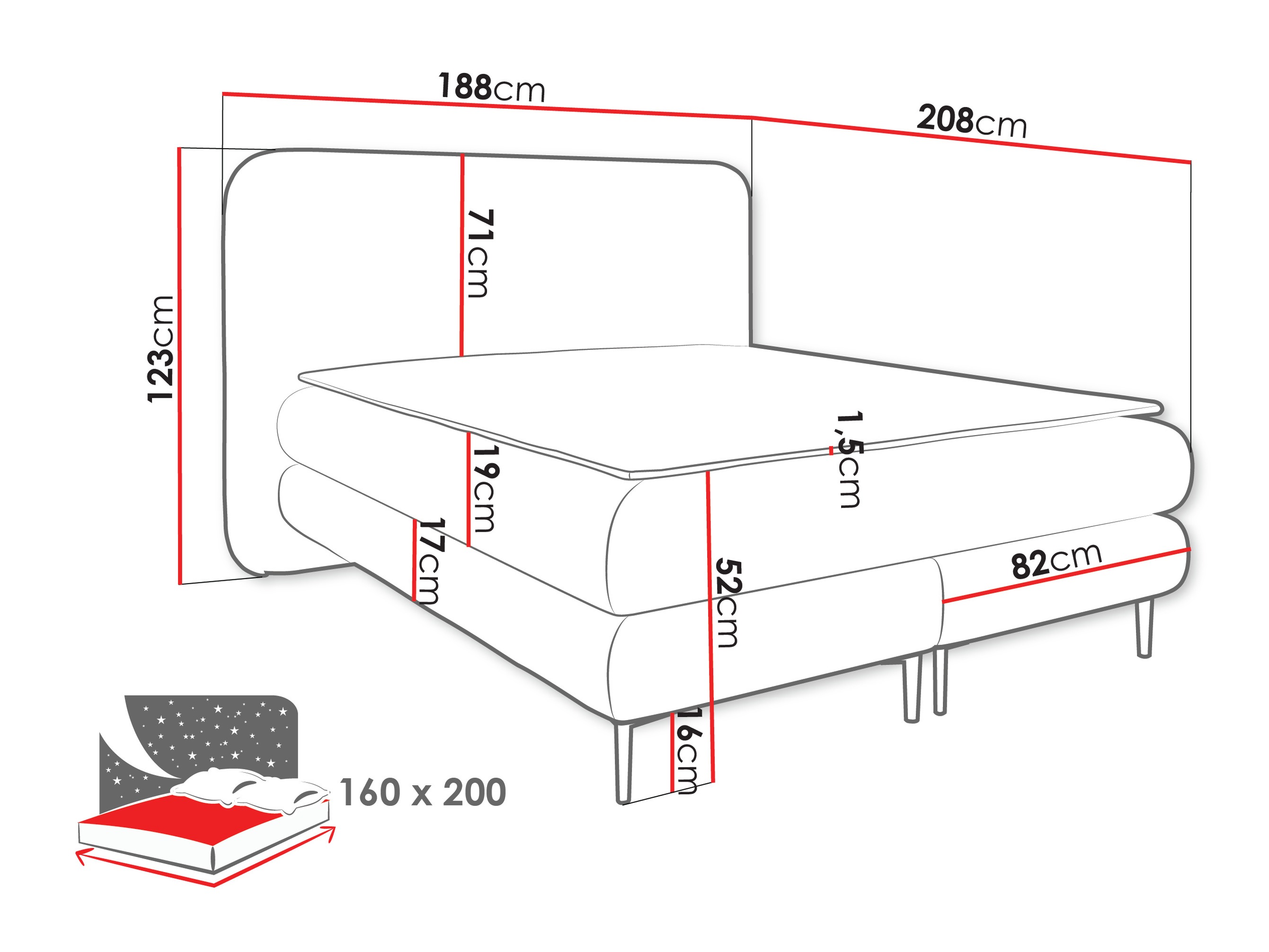 Pat boxspring Fructis (Nazar 225.06)