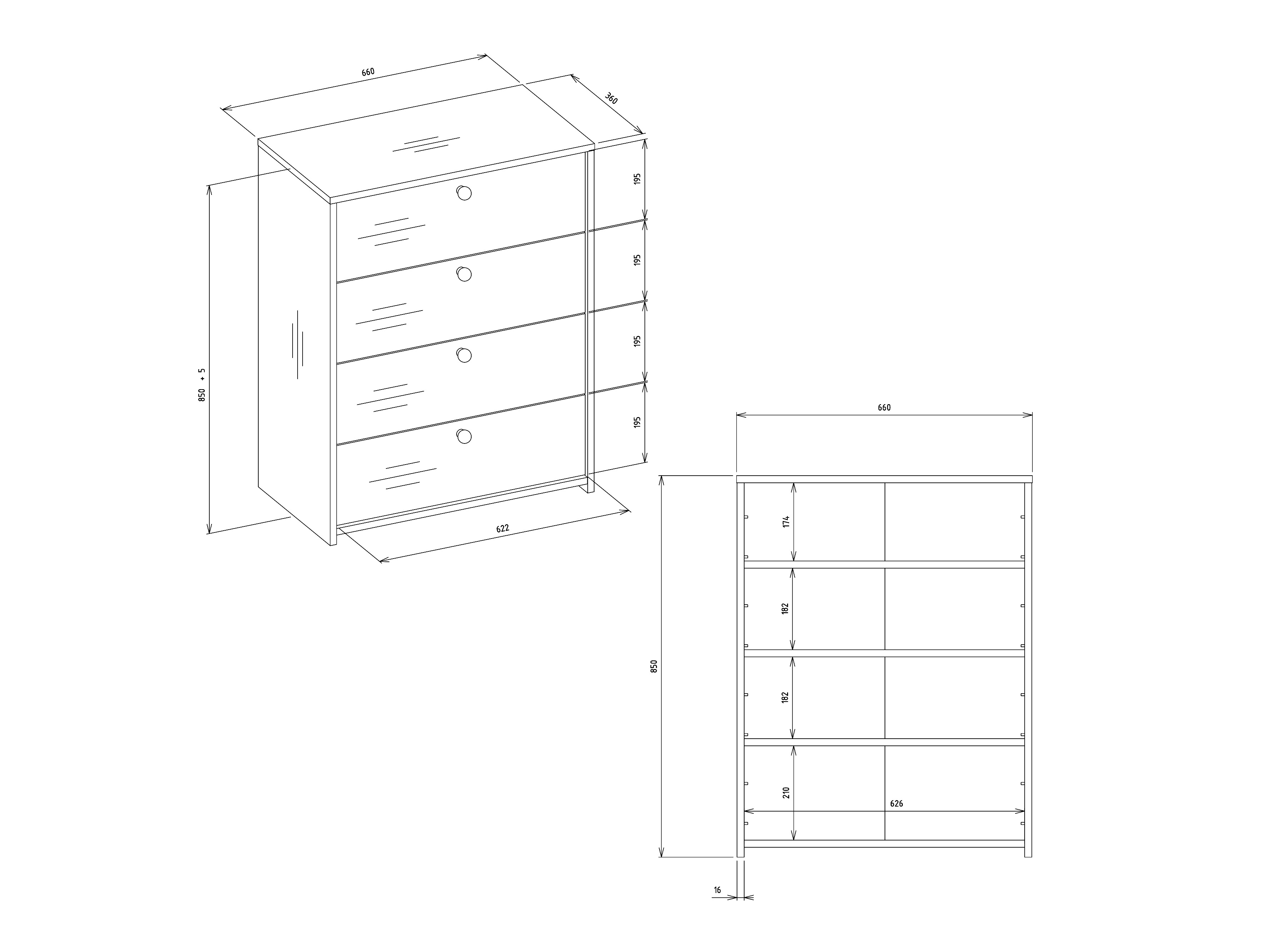 Dulap pantofi Mandeville 401 (Stejar artizan)
