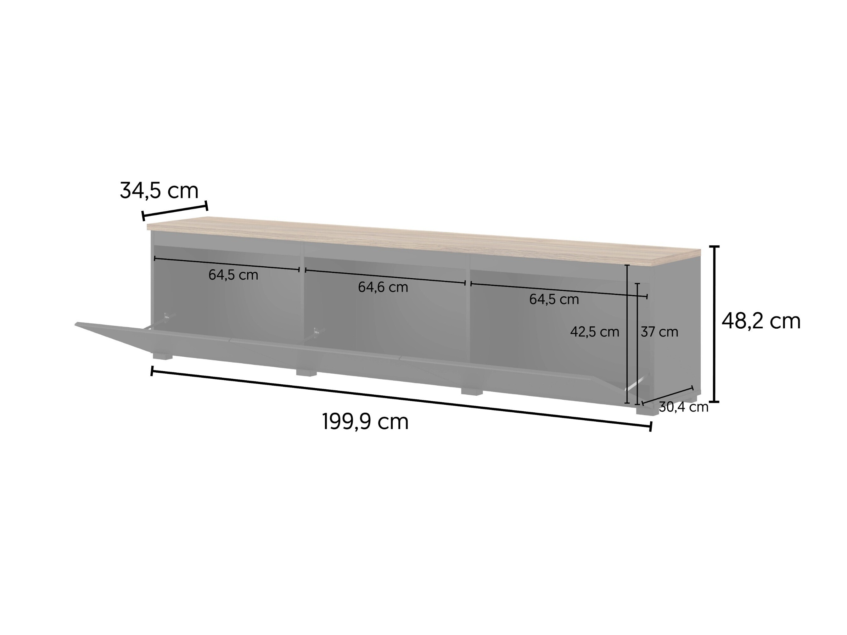 Set de living Baletu 114 (Negru + Stejar)
