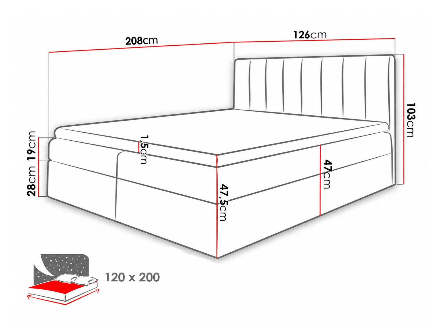 Pat boxspring Culina (Soft 011 + Ikar 01)