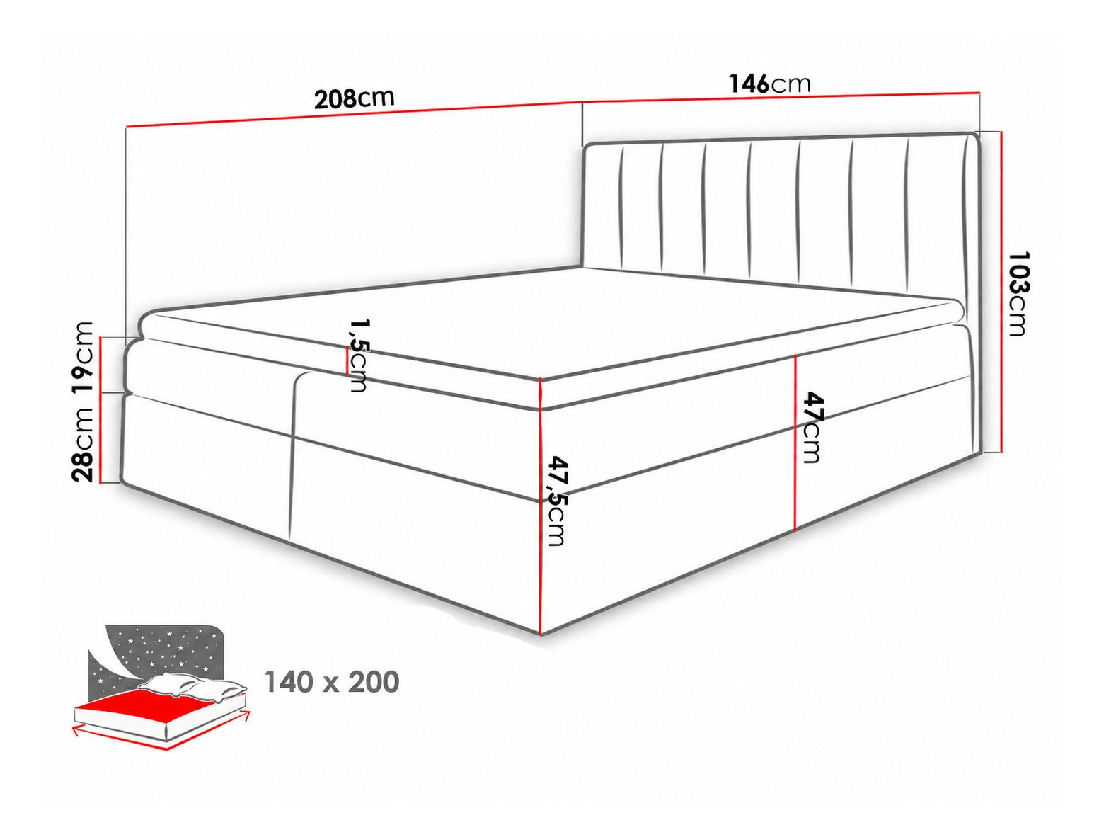 Pat boxspring Culina (Soft 017 + Ikar 09)