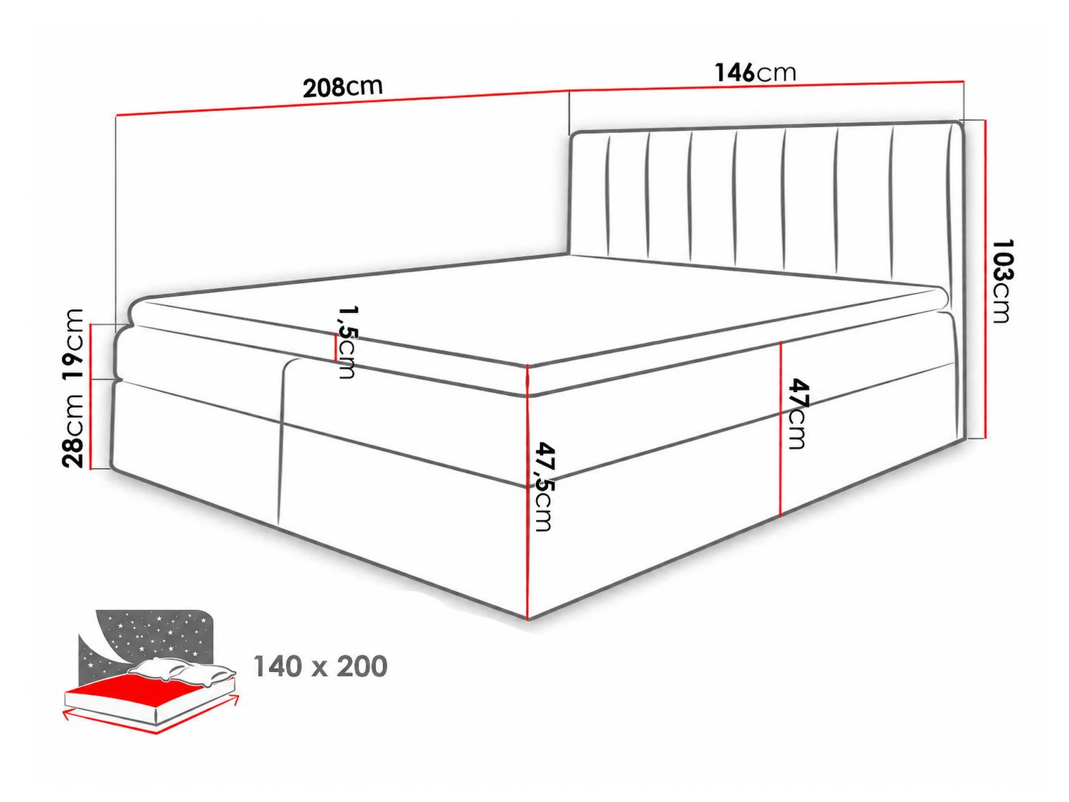 Pat boxspring Culina (Soft 017 + Spirit 13)