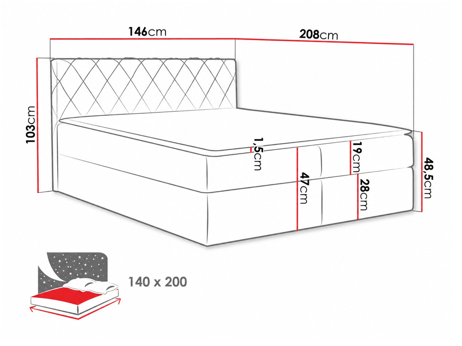 Pat boxspring Genus (Velluto 16)