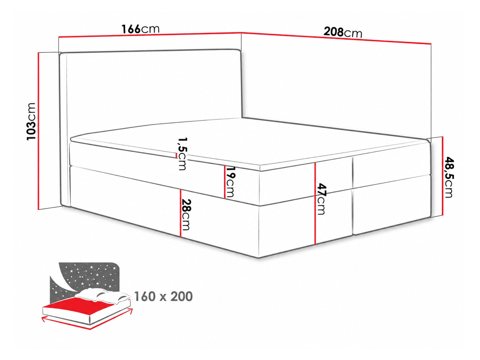 Pat boxspring Nix (Velluto 10)