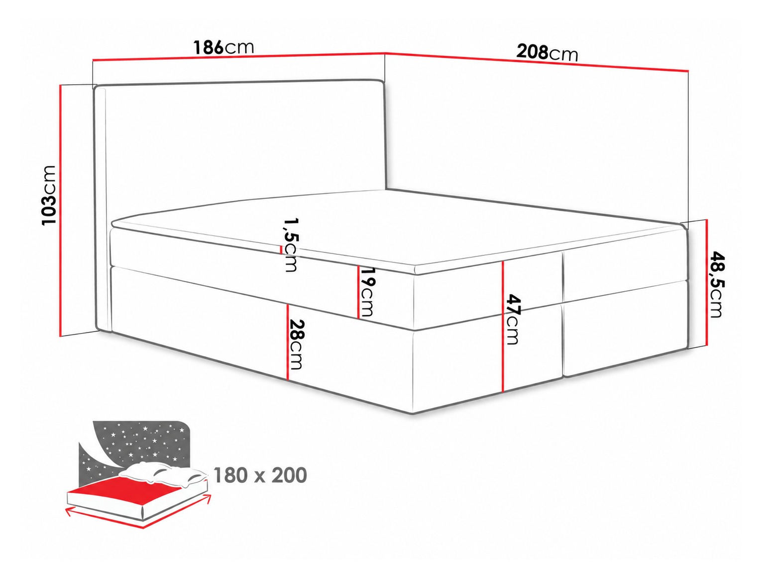 Pat boxspring Nix (Velluto 10)