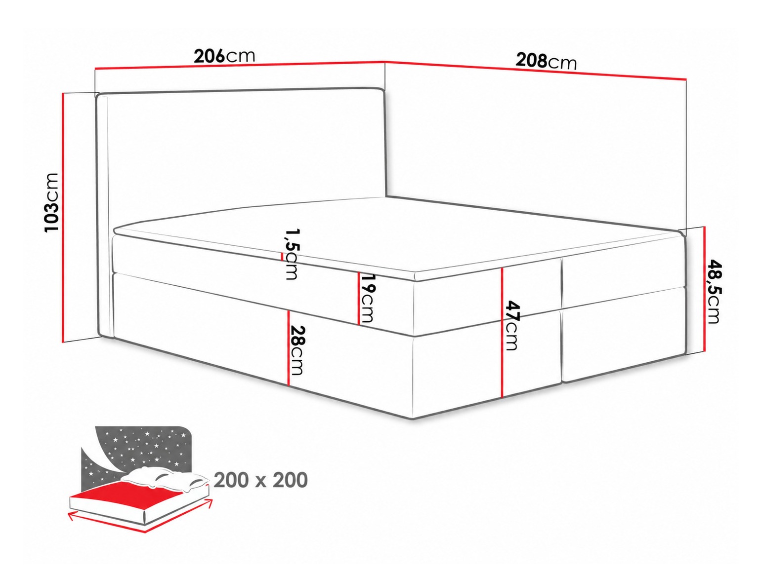 Pat boxspring Nix (Velluto 10)