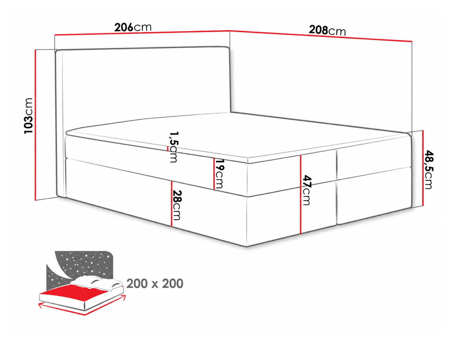 Pat boxspring Nix (Velluto 16)