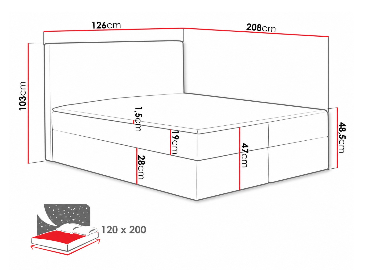 Pat boxspring Nix (Velluto 7)