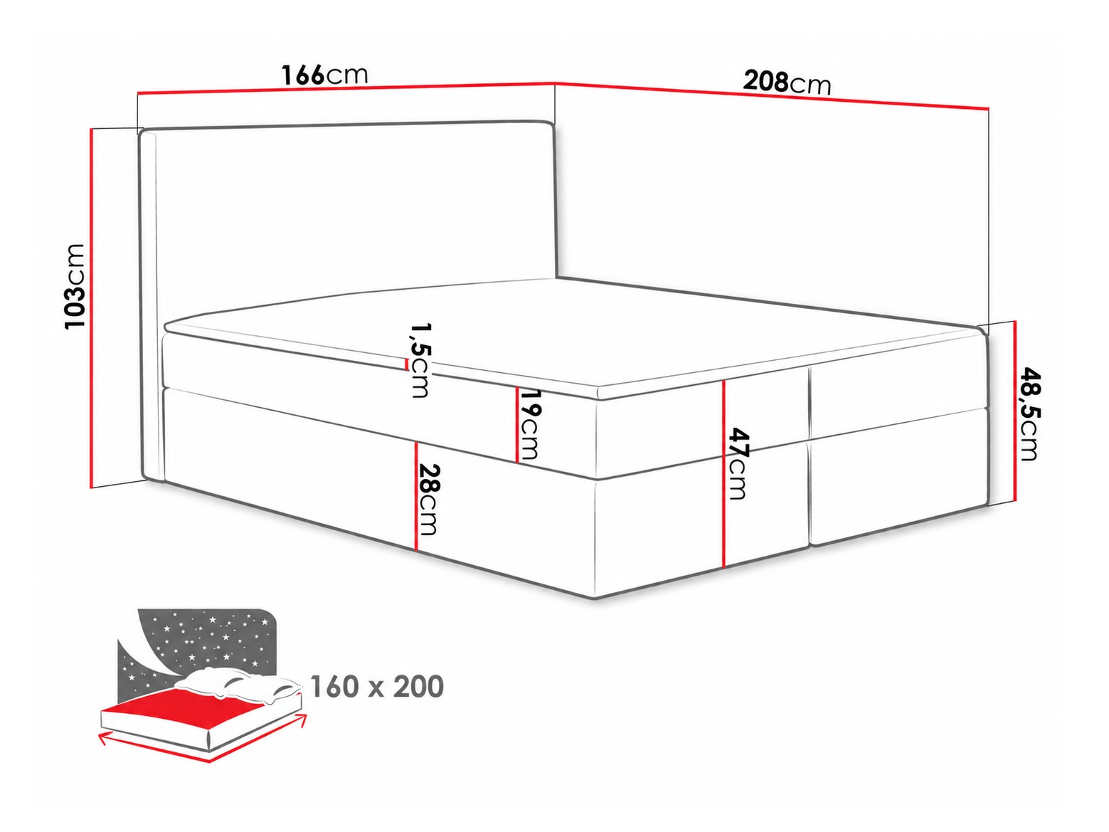 Pat boxspring Nix (Velluto 7)