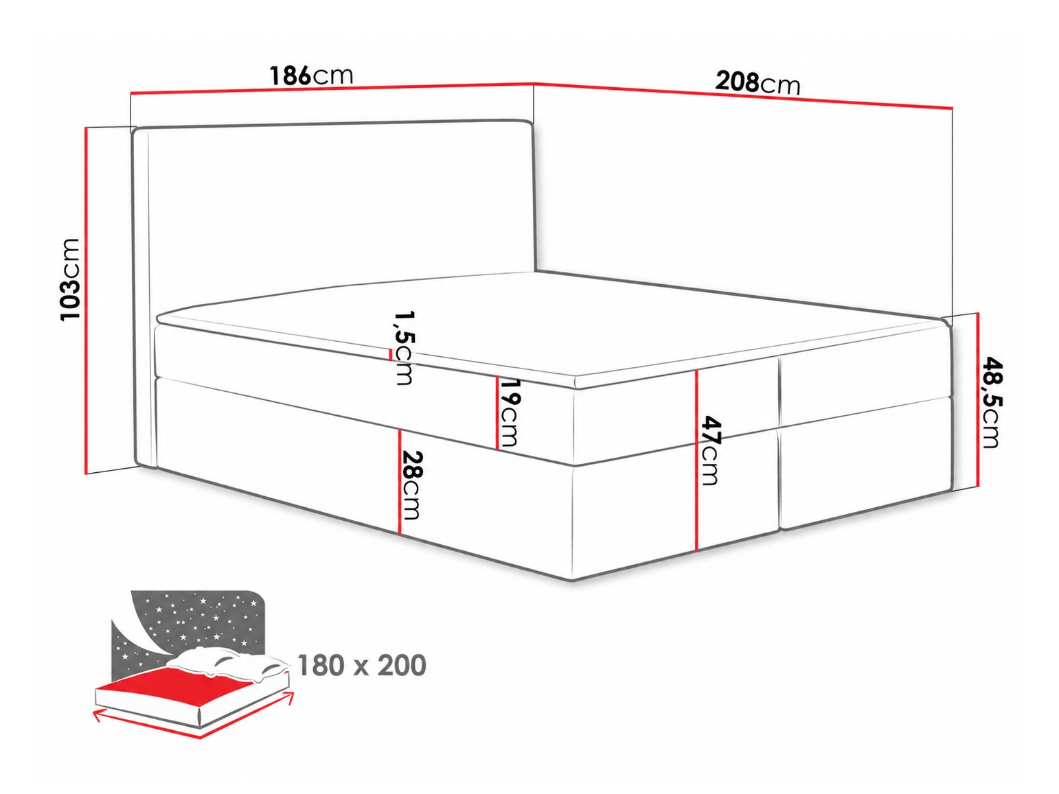 Pat boxspring Nix (Velluto 7)