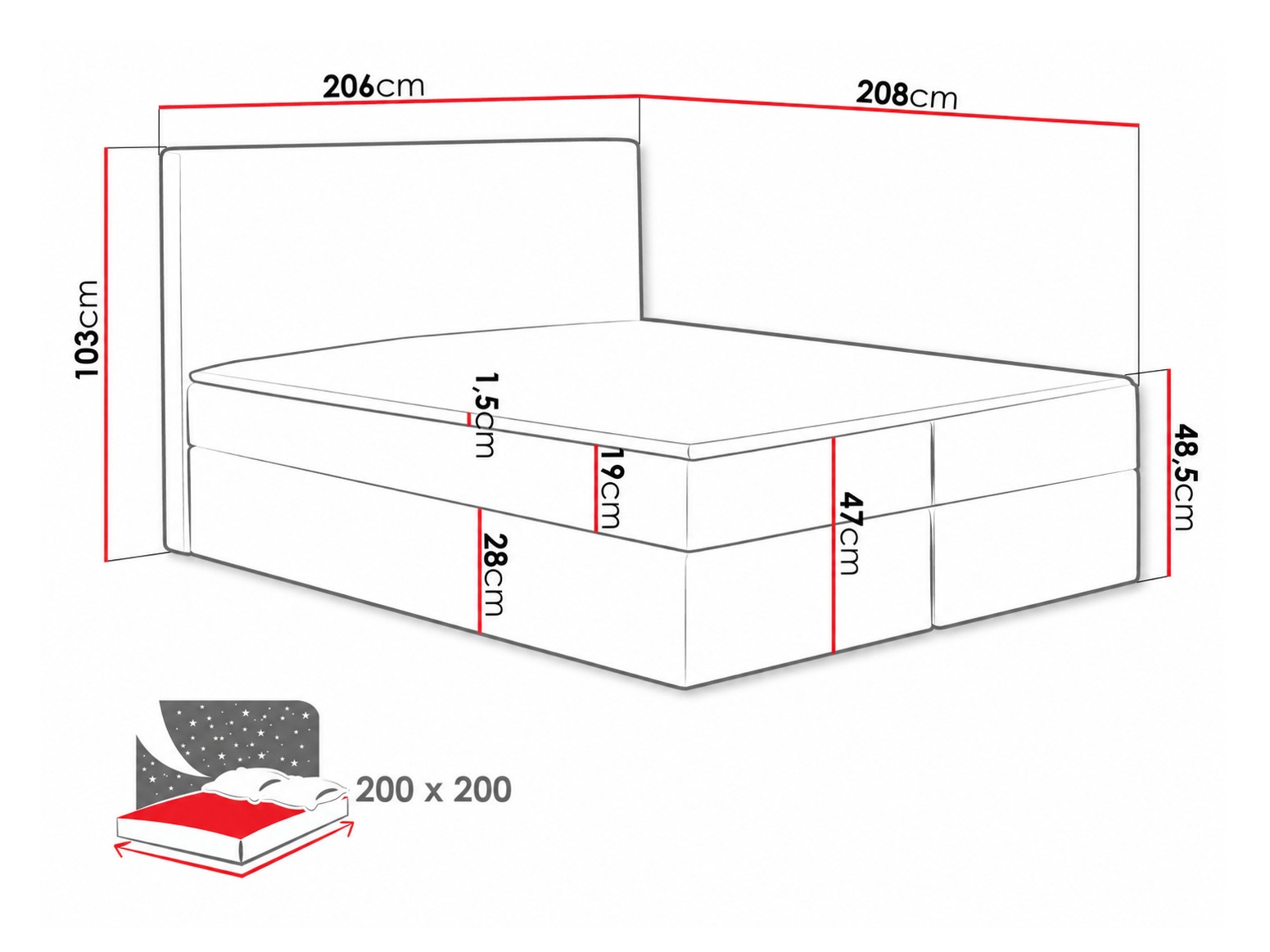Pat boxspring Nix (Velluto 7)