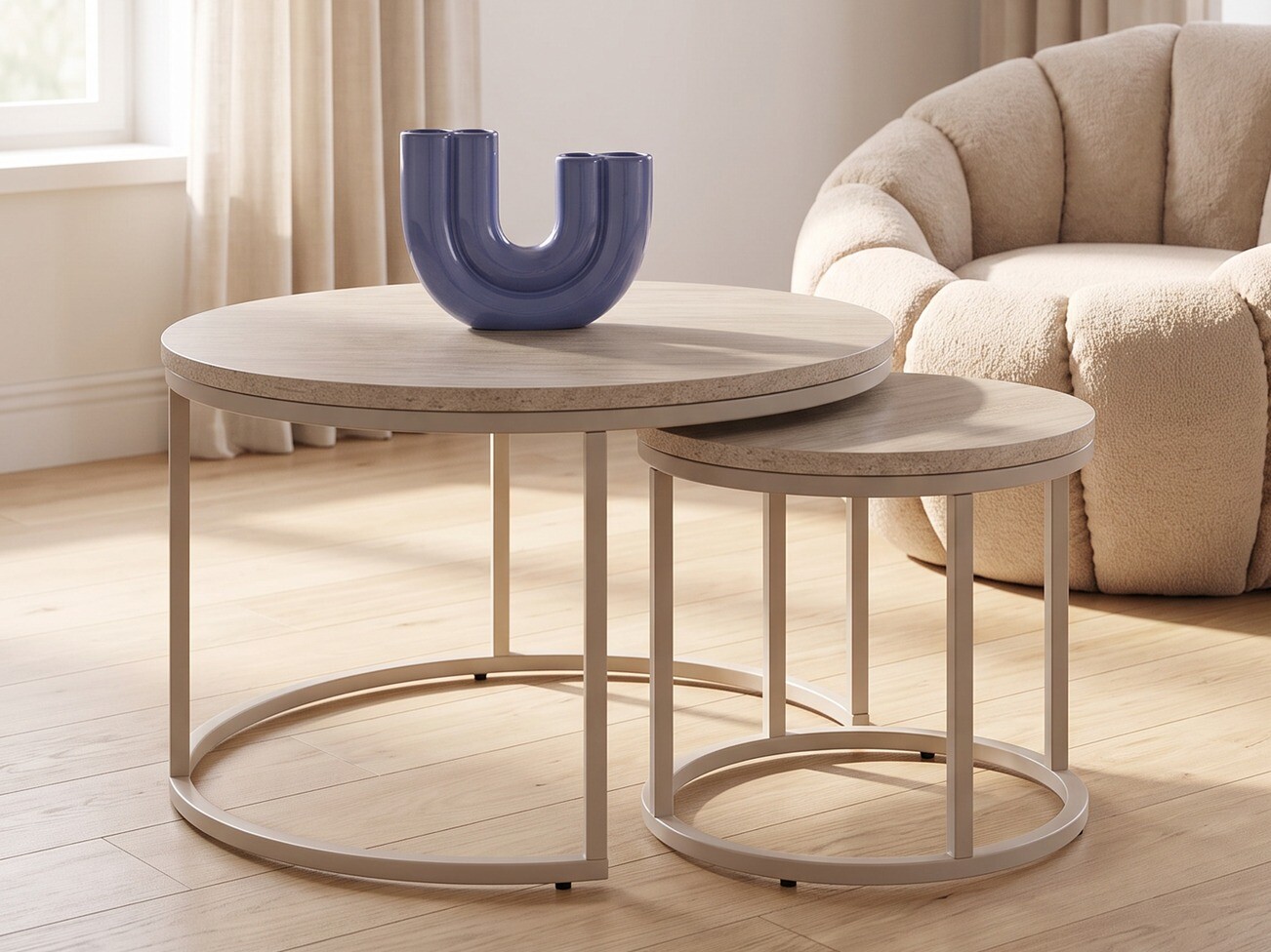Set de măsuțe de cafea Houston 2213 (Travertin ușor + Cașmir)