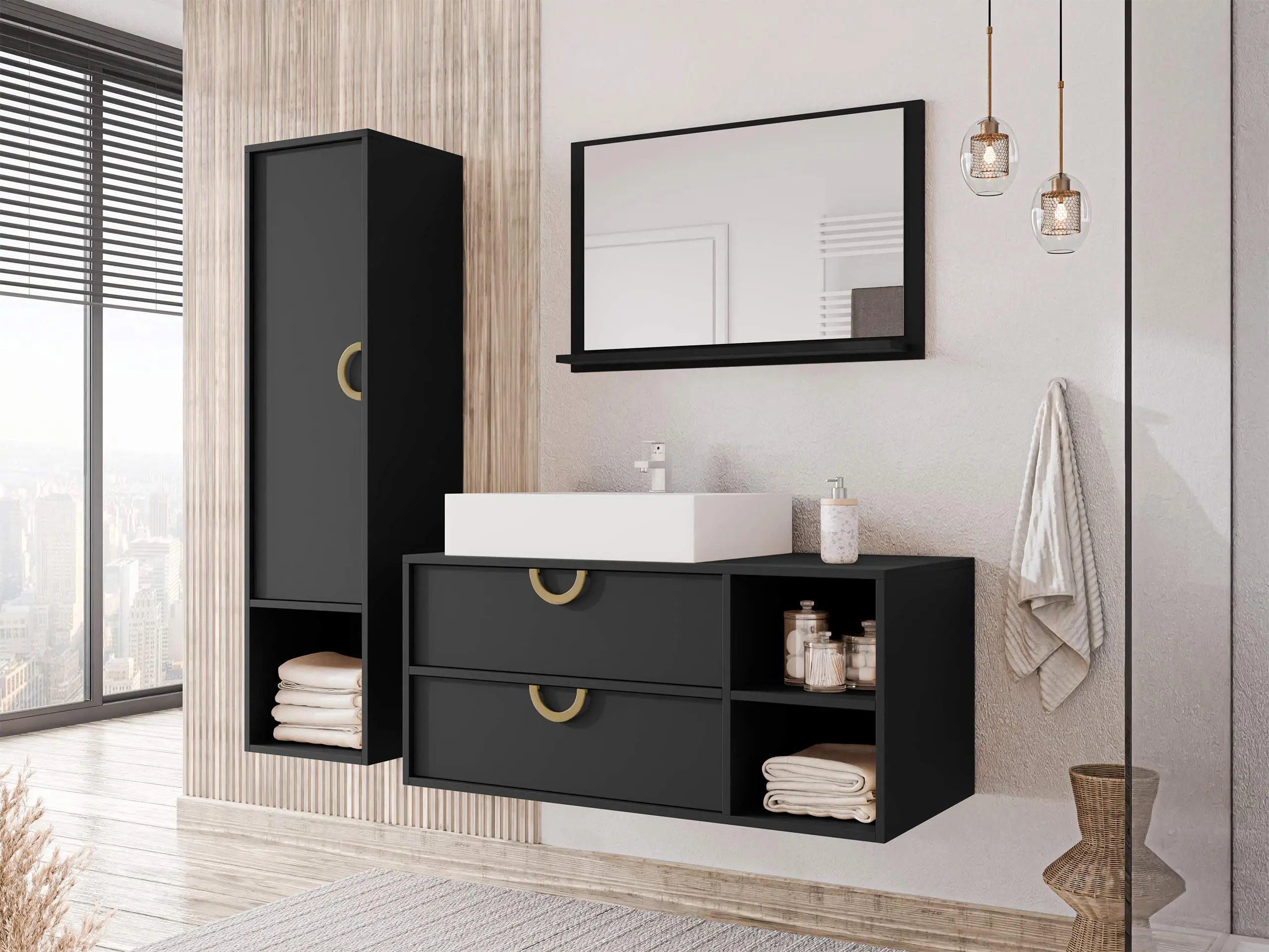 Cabinet atârnat pentru baie Sodalis (Negru)
