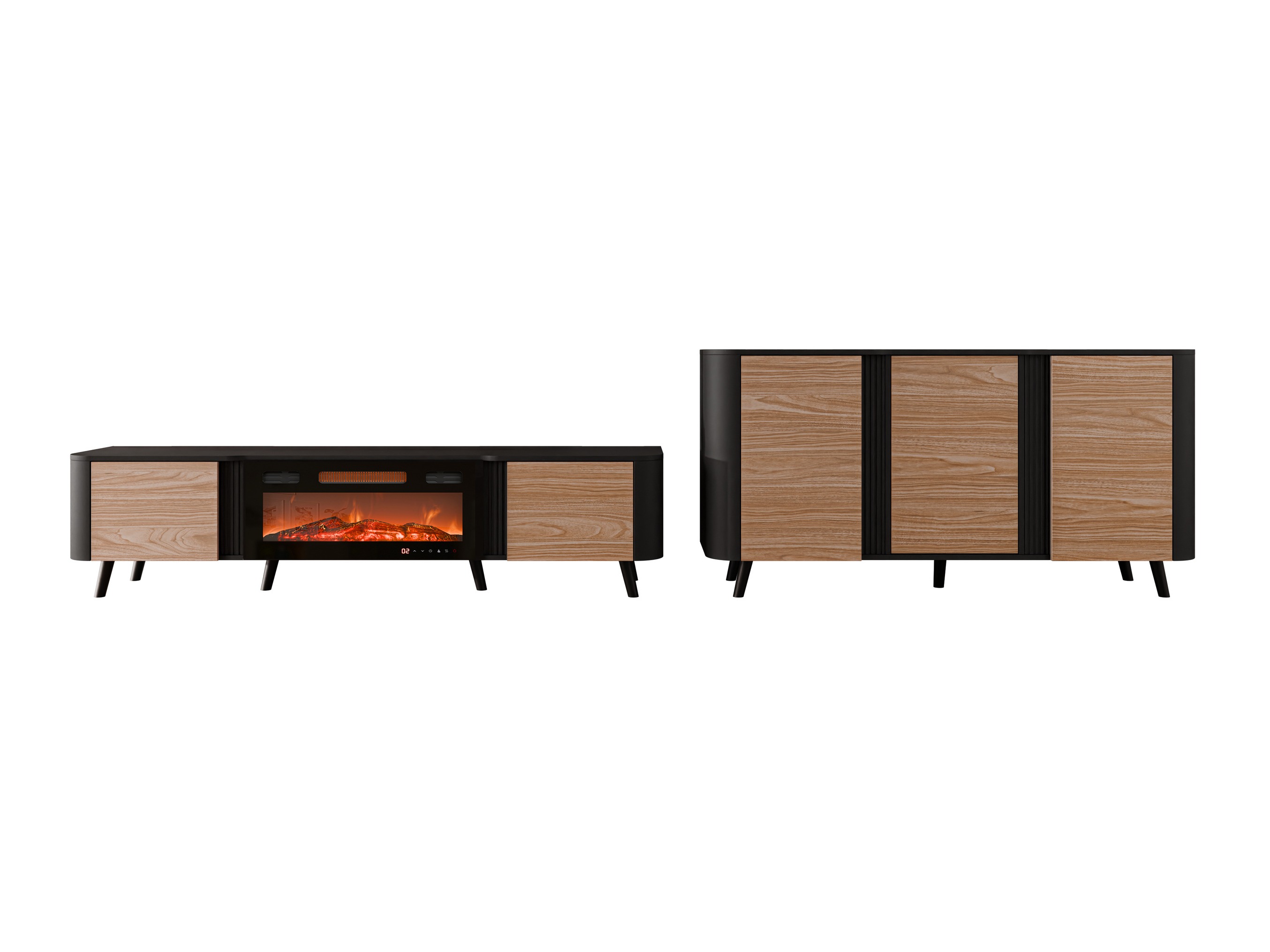 Set de living Modus (Negru + Nuc)