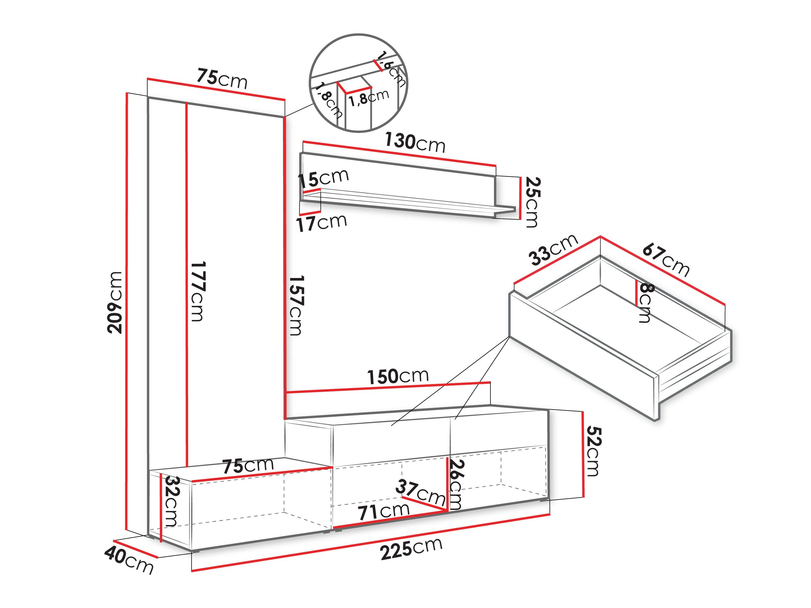 Set de living Comfivo Munium I (Nuc + Negru)