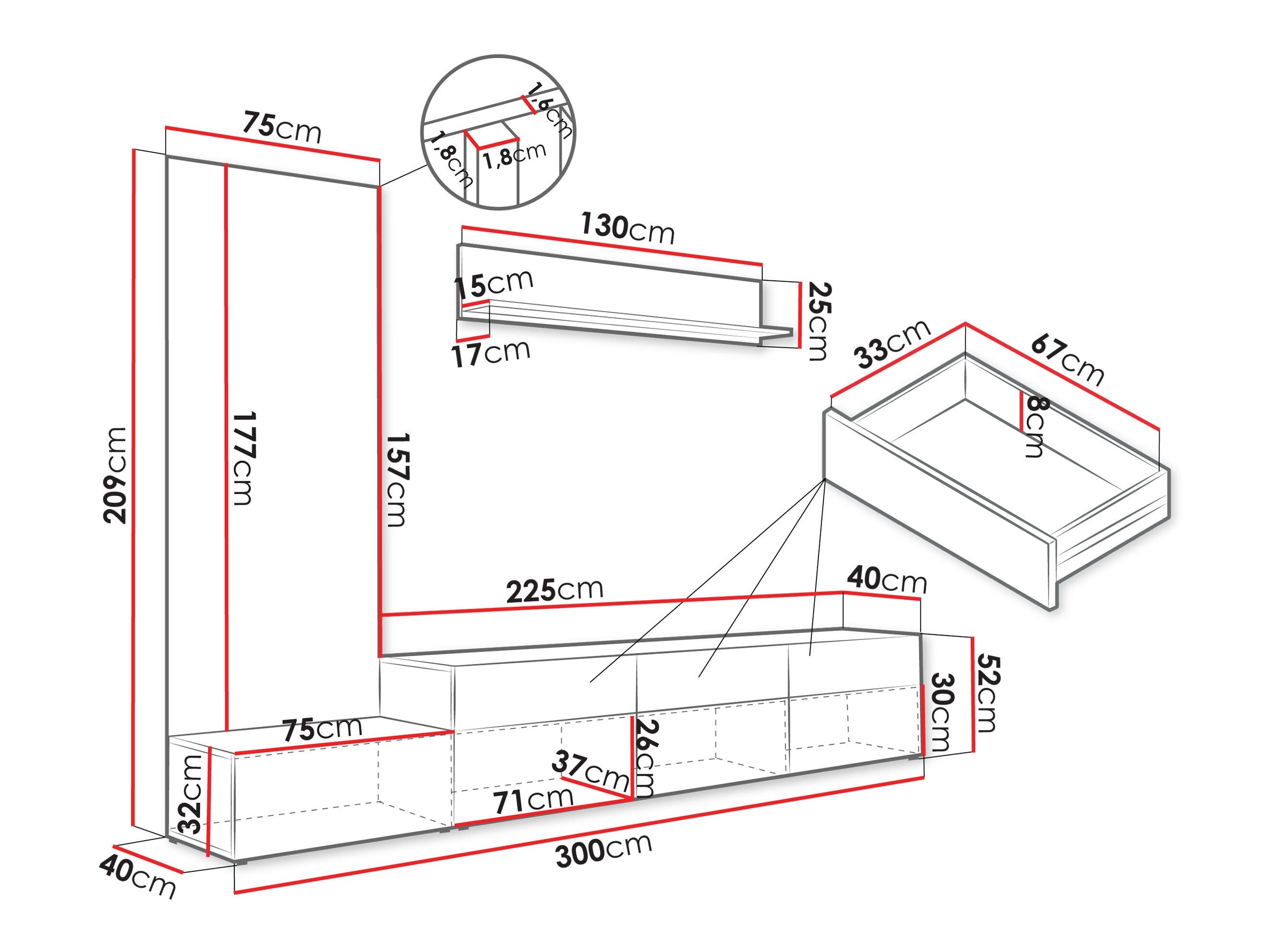 Set de living Comfivo Munium II (Alb + Stejar)
