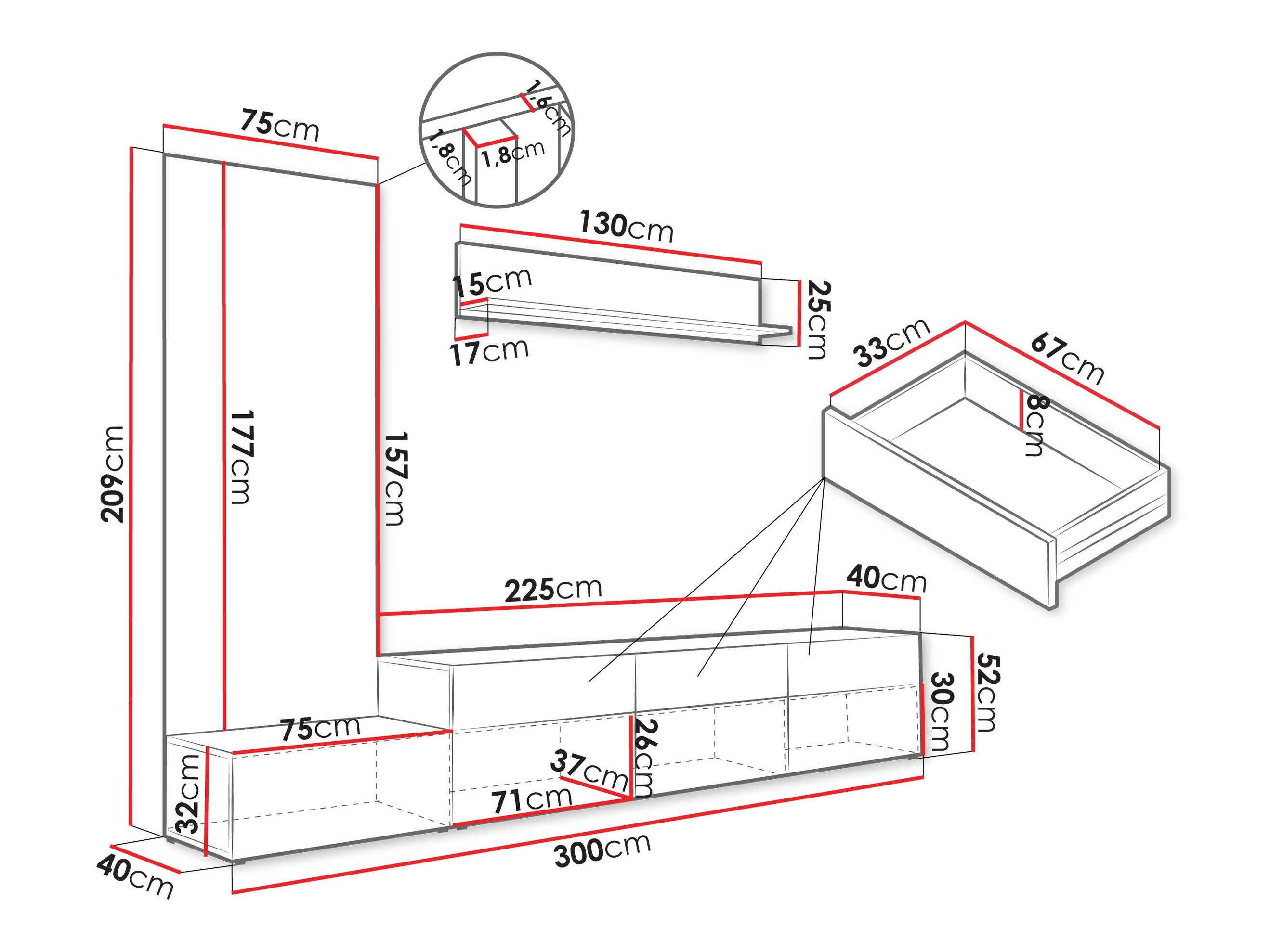 Set de living Comfivo Munium II (Nuc + Negru)