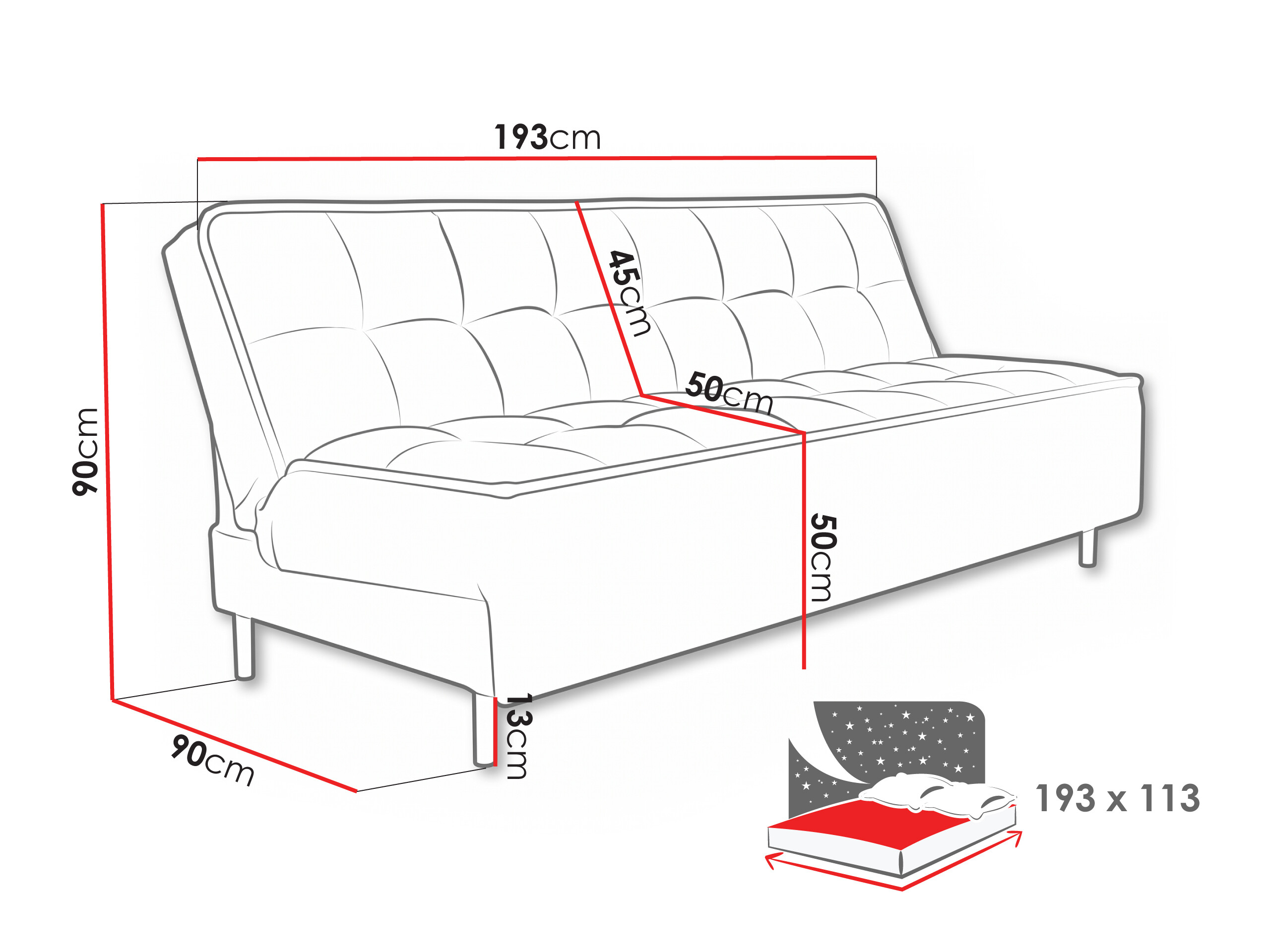 Canapea extensibilă Lufkin 149 (Curio 93)