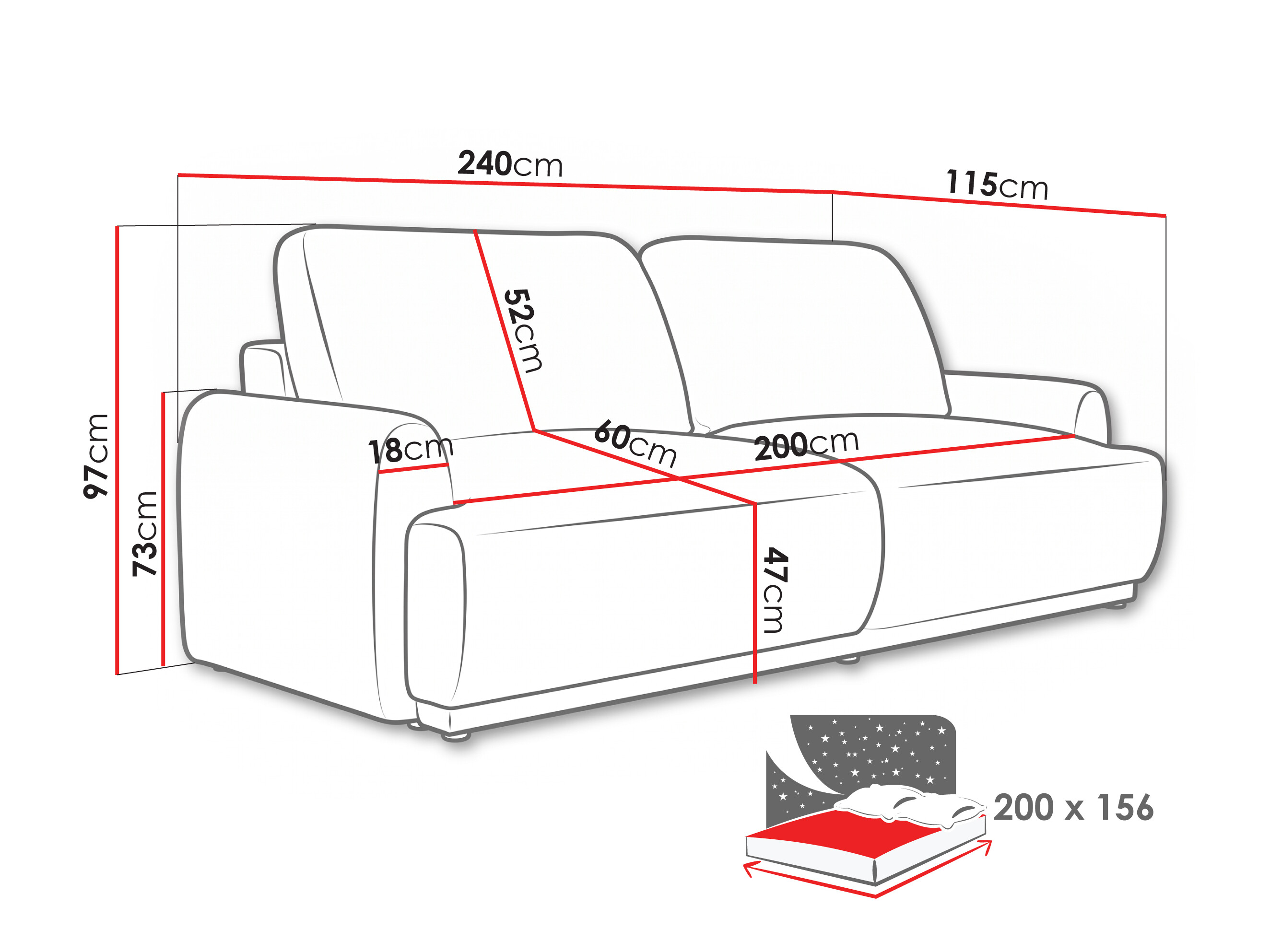 Canapea extensibilă Lufkin 113 (Bello 25)