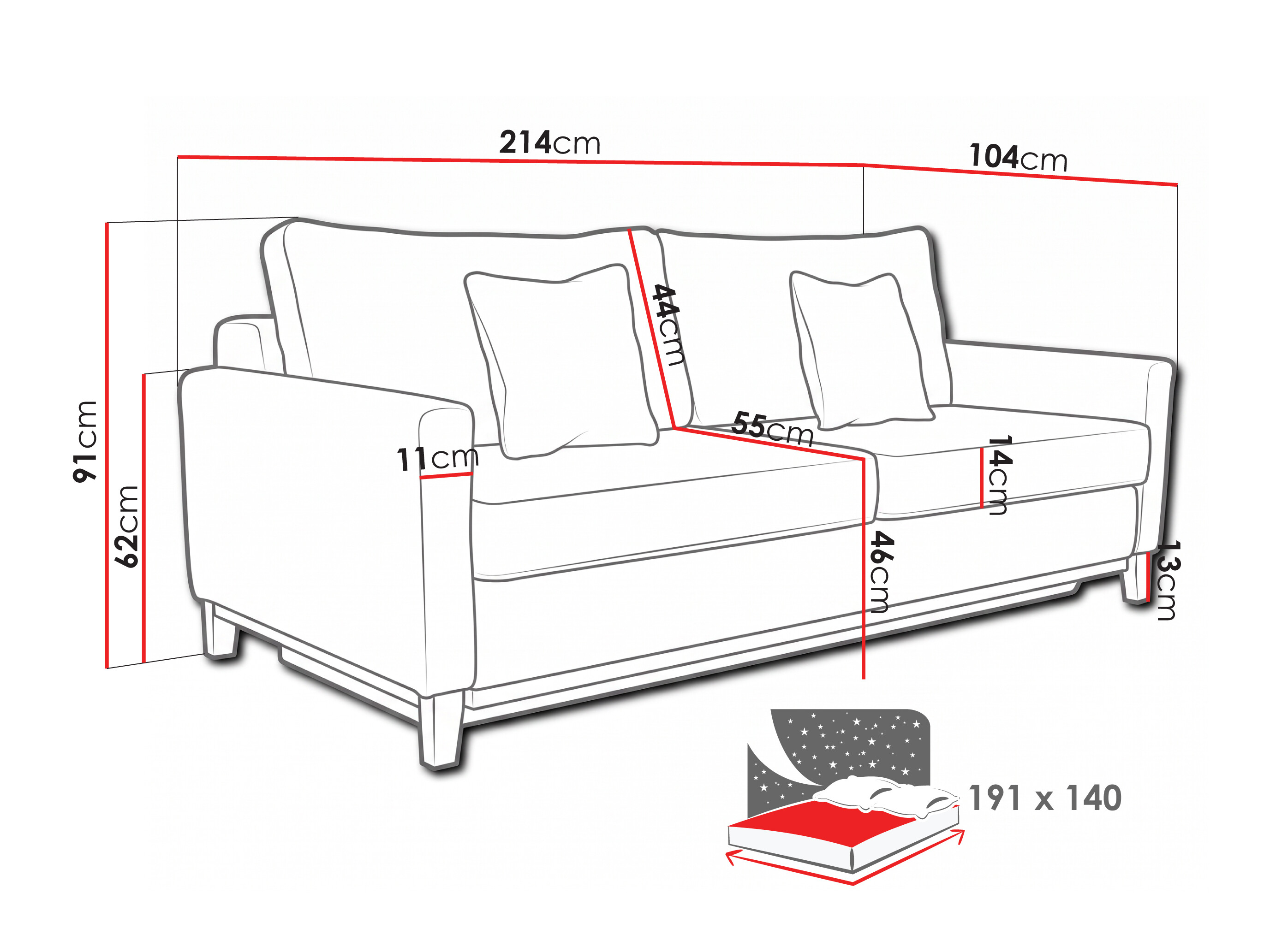 Canapea extensibilă Lufkin 129 (Anafi 8)