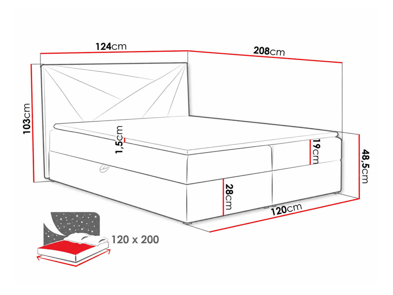 Pat boxspring Pons II (Kronos 02)
