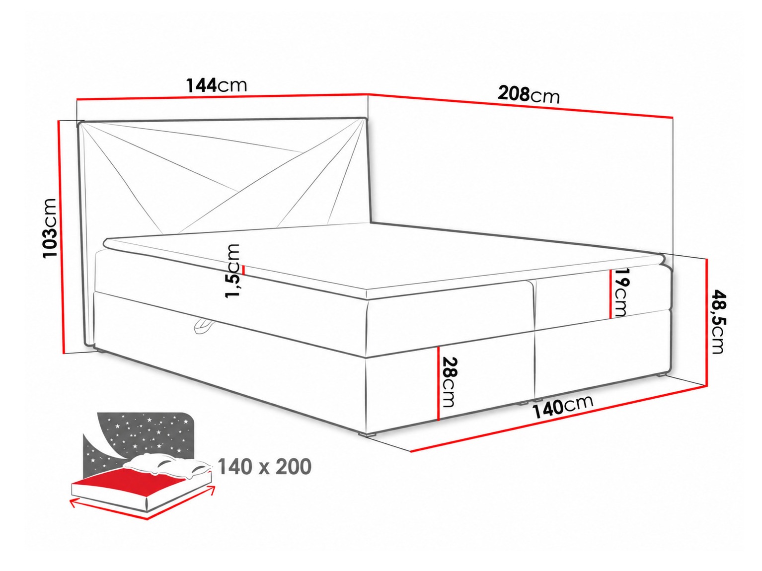Pat boxspring Pons II (Kronos 02)