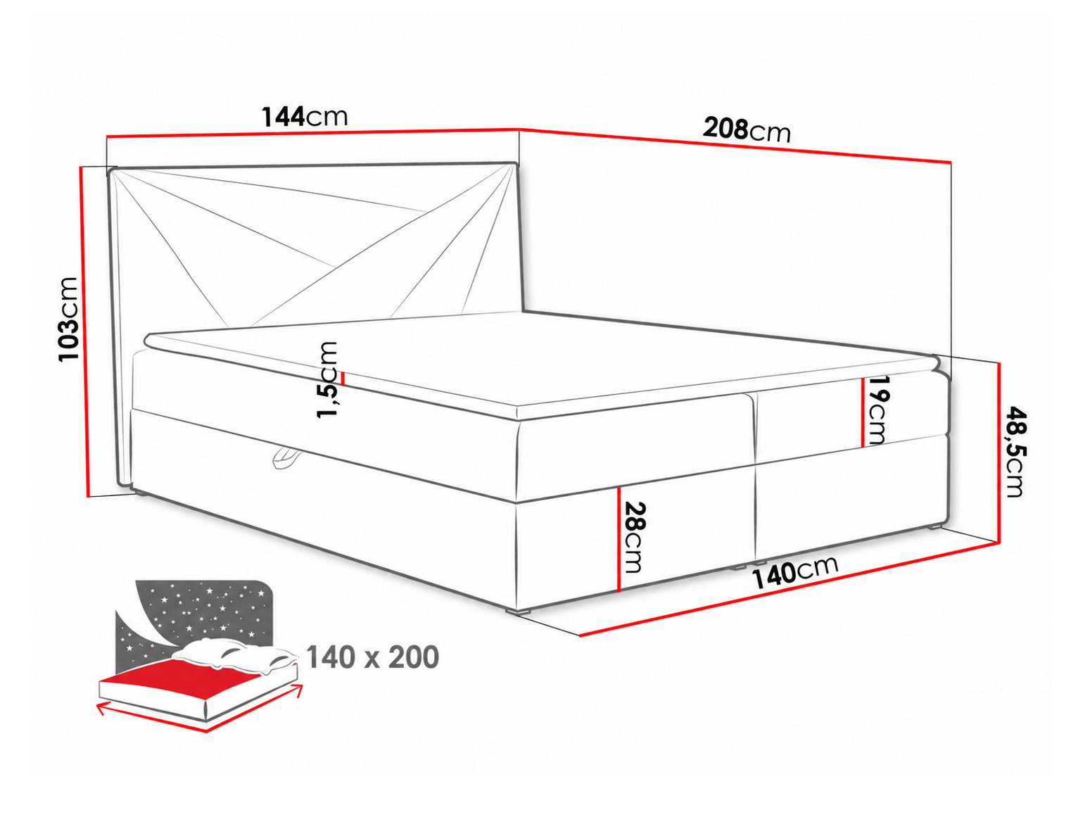 Pat boxspring Pons II (Kronos 09)