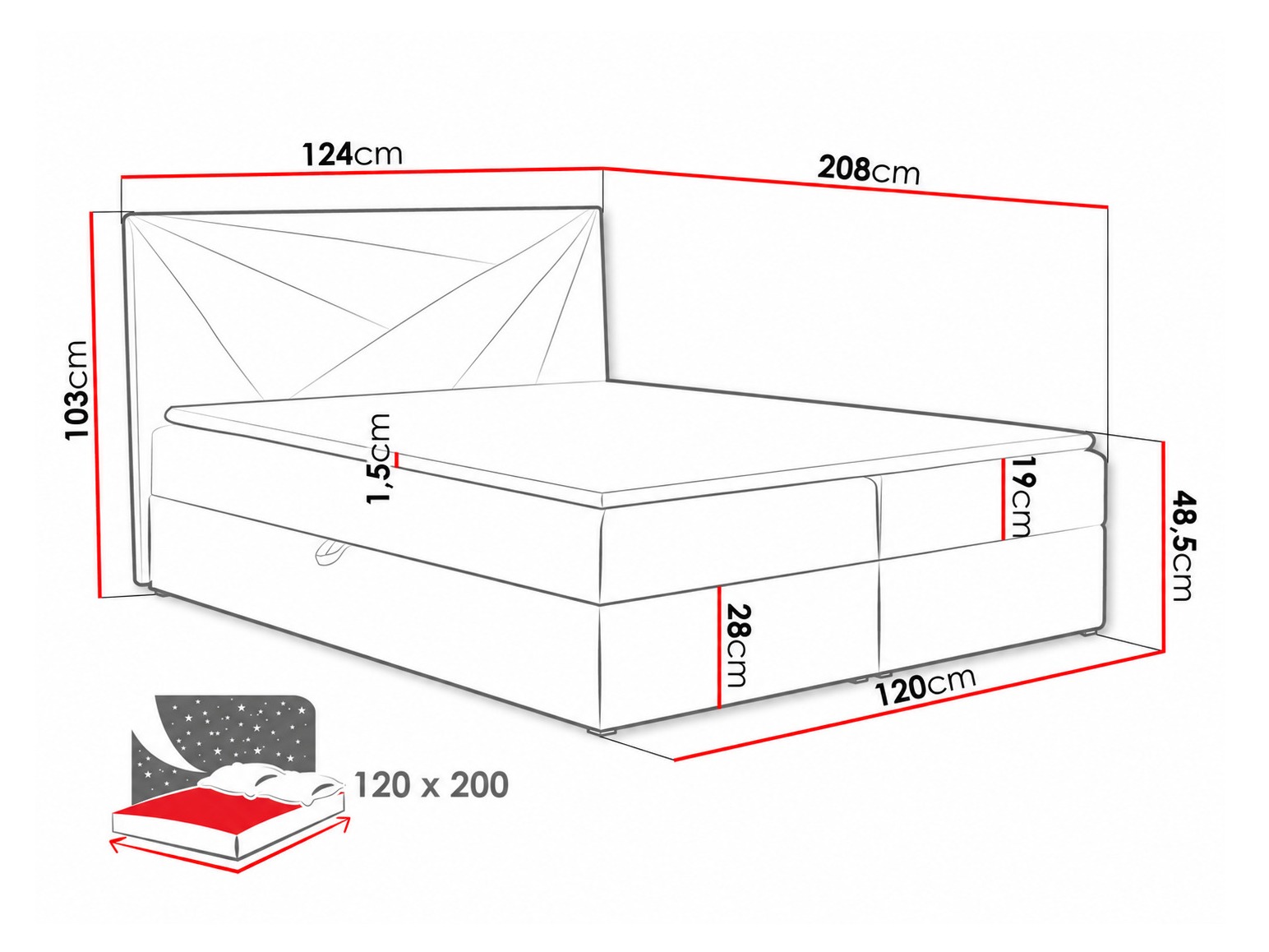 Pat boxspring Pons II (Kronos 15)