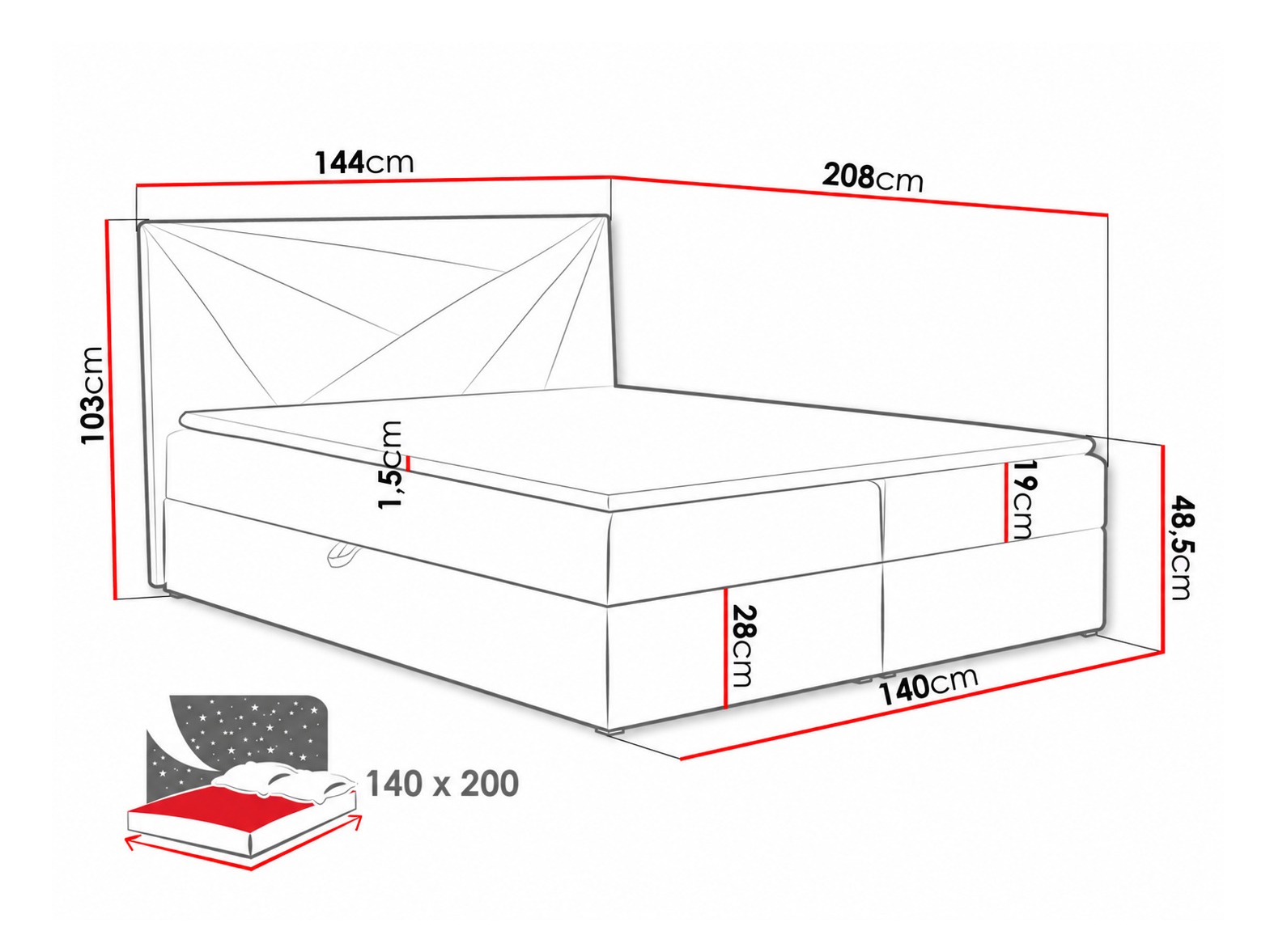 Pat boxspring Pons II (Kronos 27)
