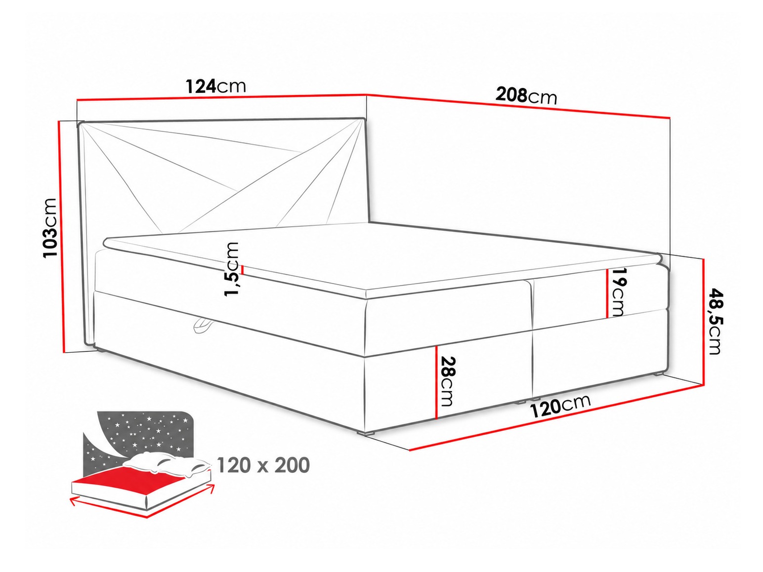 Pat boxspring Pons II (Kronos 34)