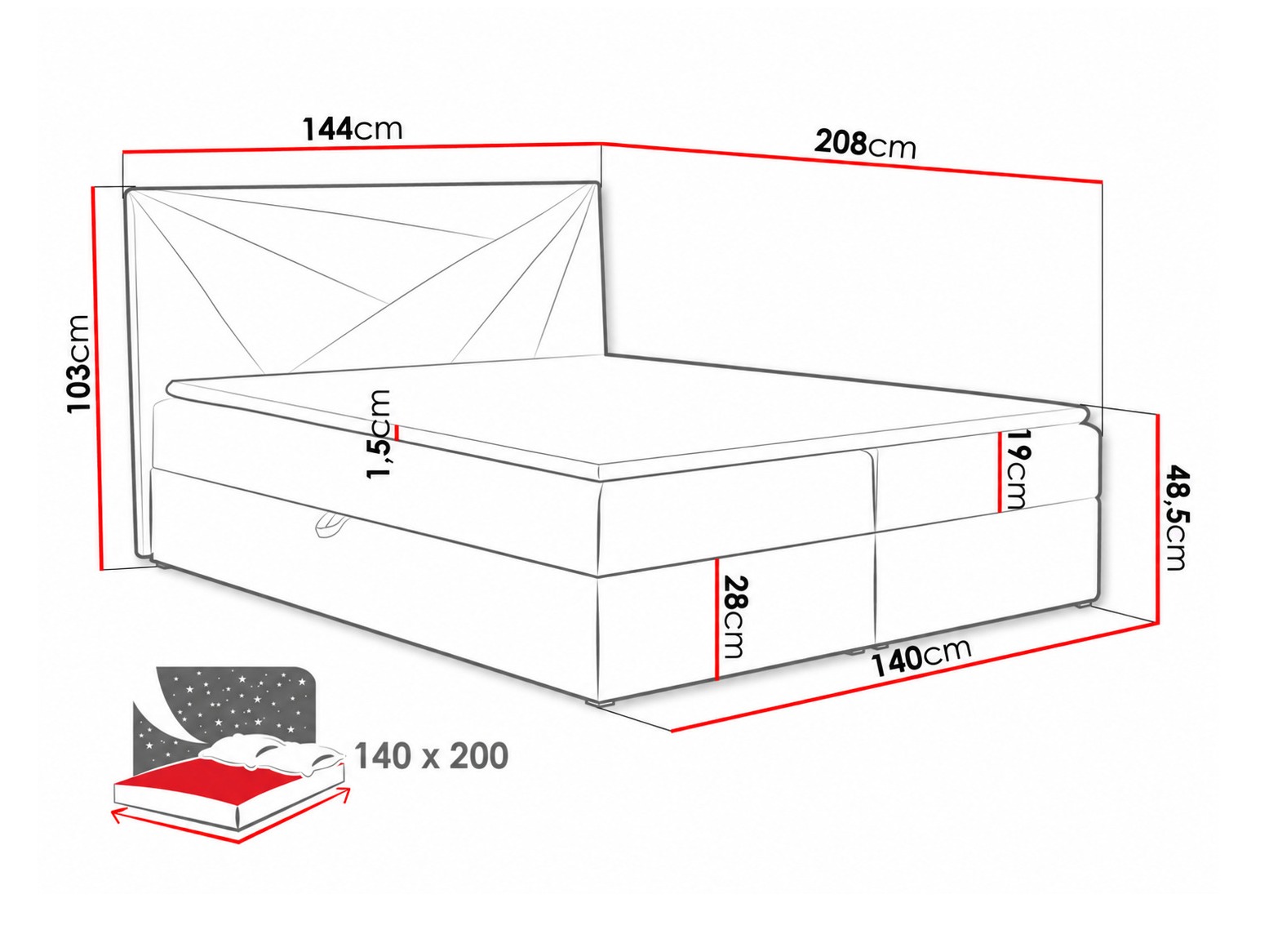 Pat boxspring Pons II (Kronos 34)