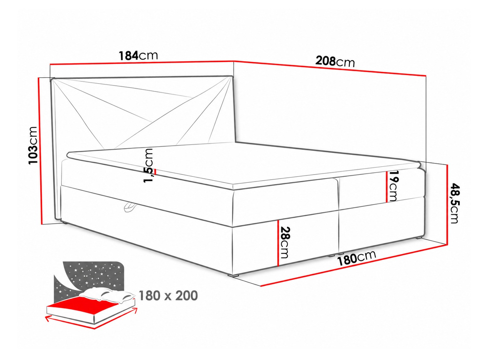 Pat boxspring Pons II (Paros 2)