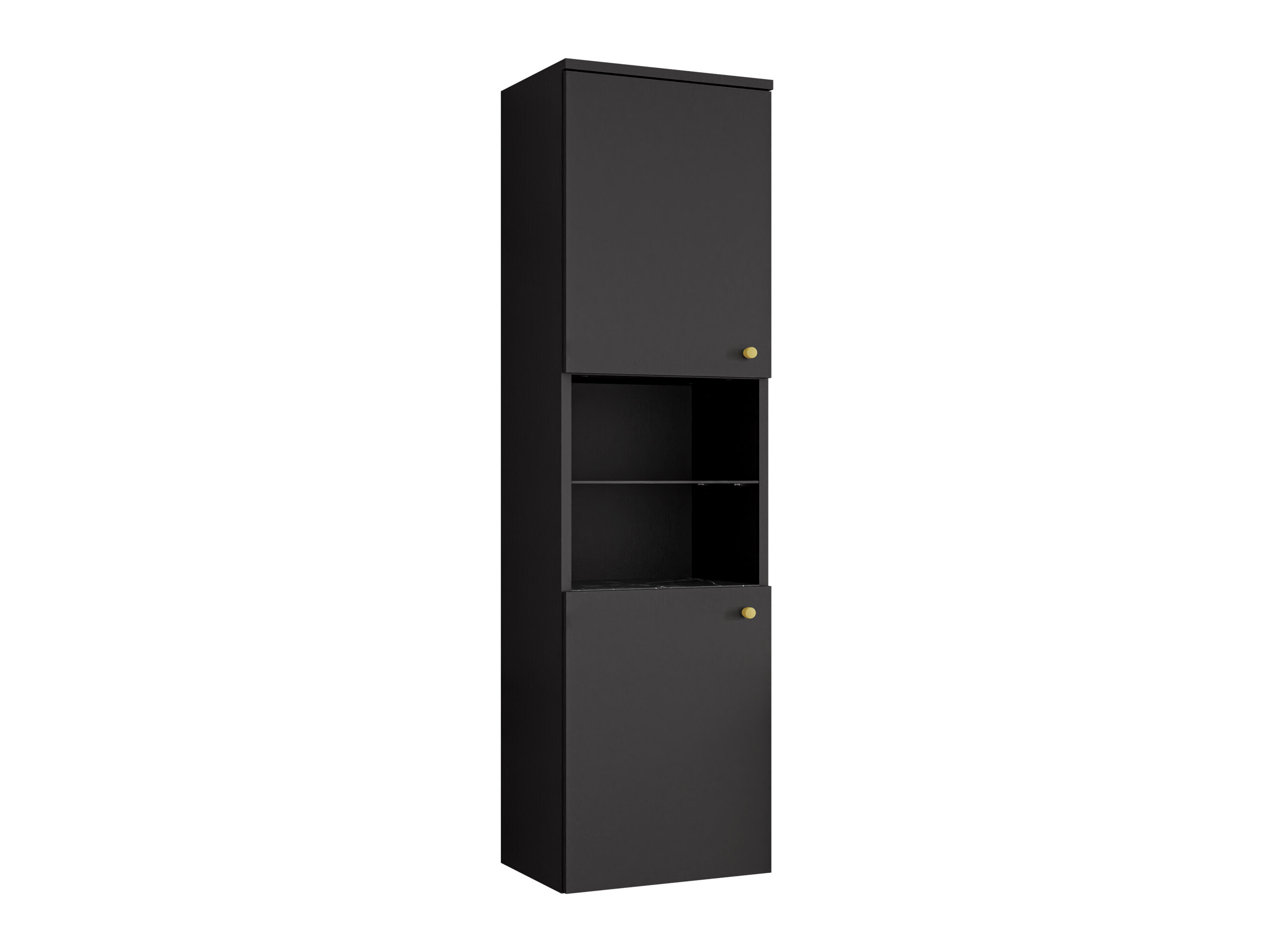 Cabinet de baie suspendat Salus (Negru + Marmură neagră)